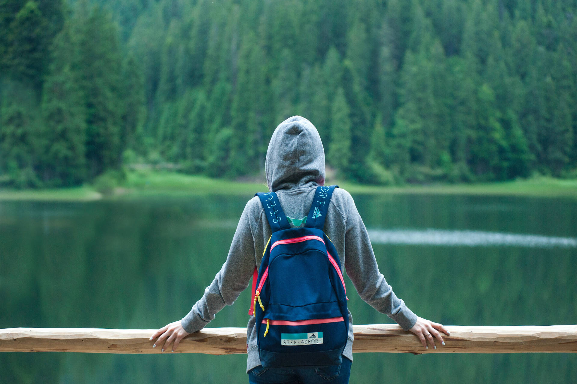 Girl Hiking Alone Background