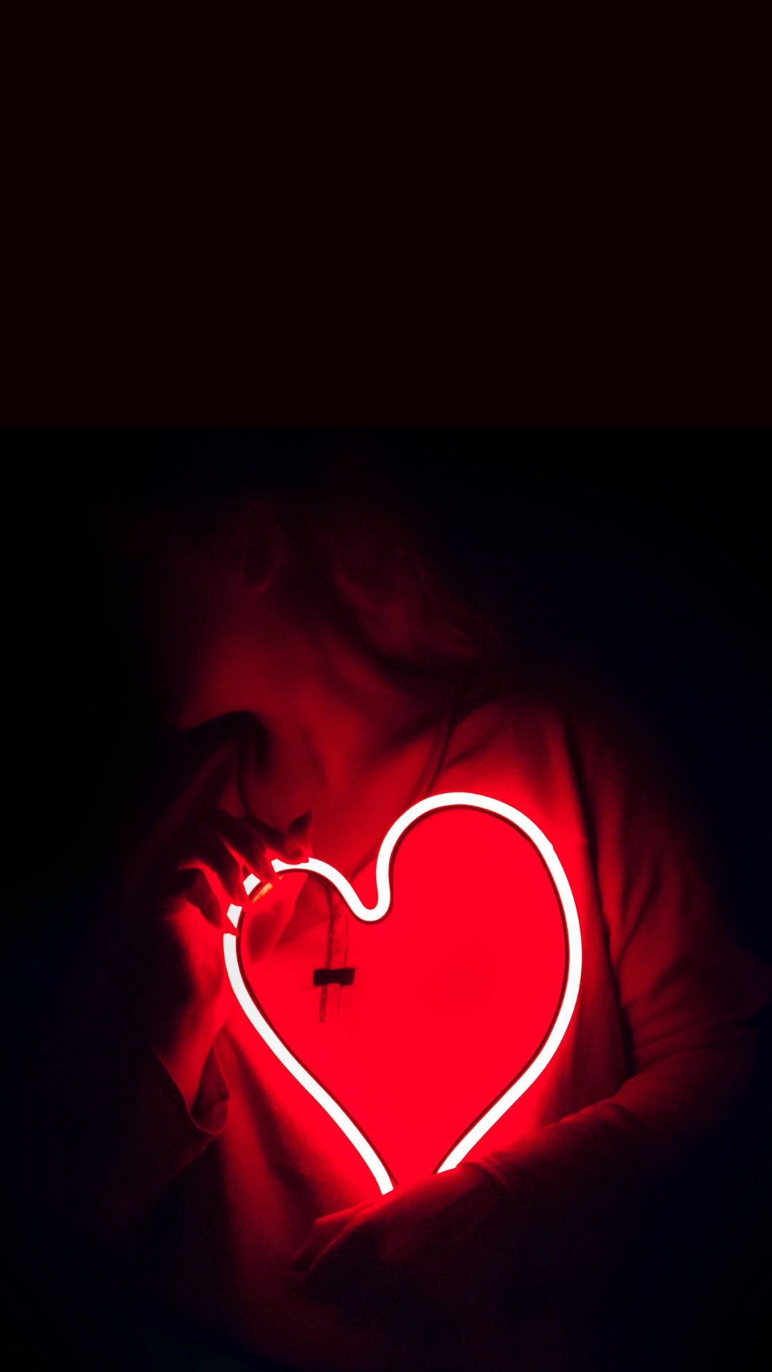 Girl Holding A Heart Red Iphone Background