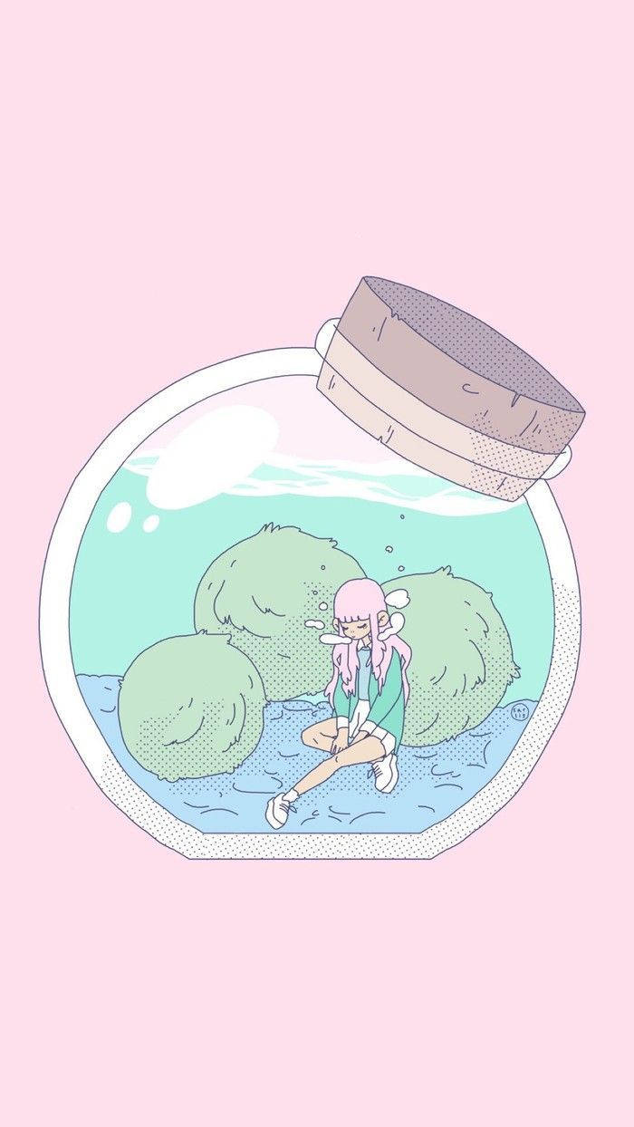 Girl In A Bottle Aesthetic Sketches Background