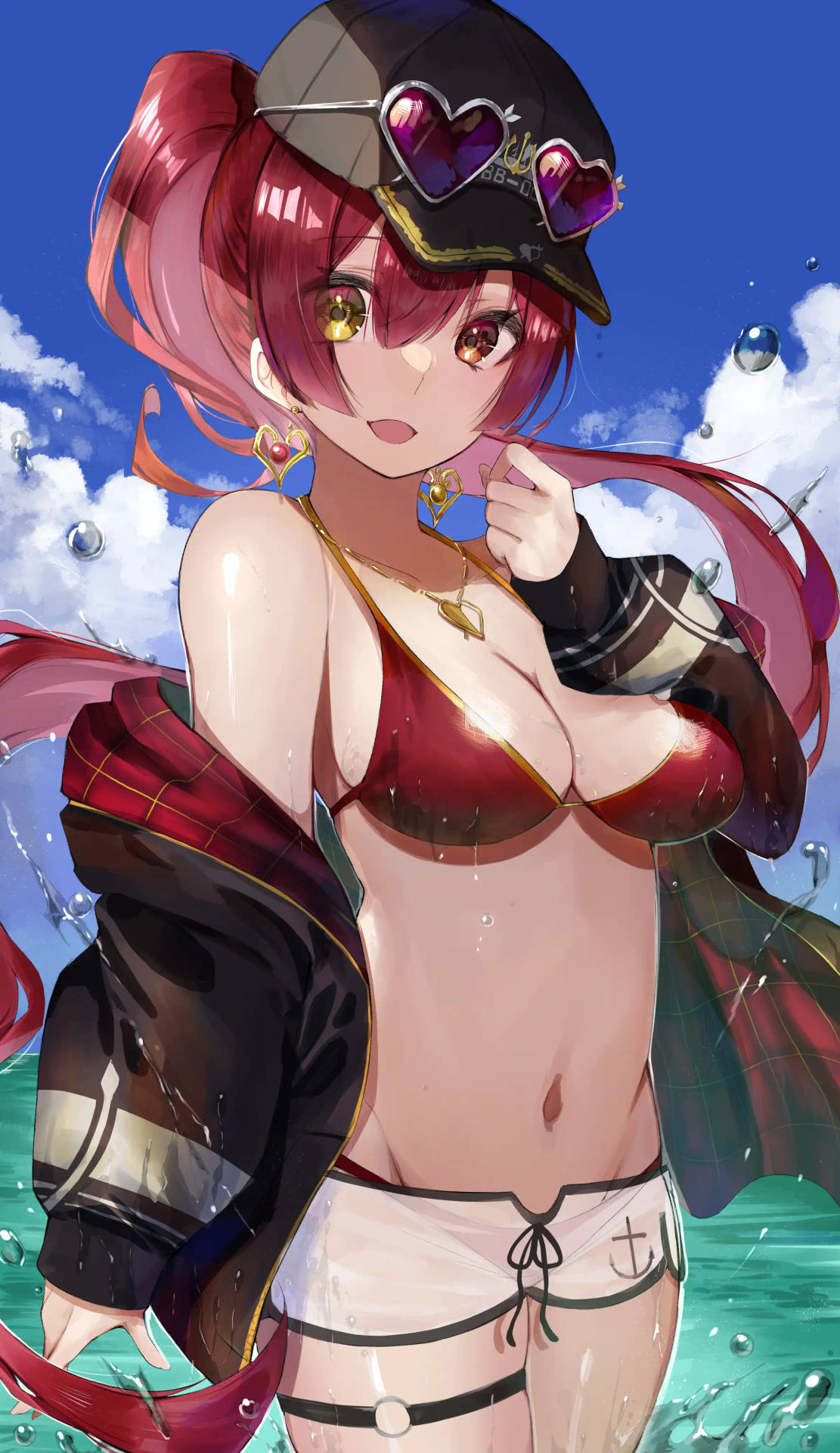 Girl In Bikini Houshou Marine Background
