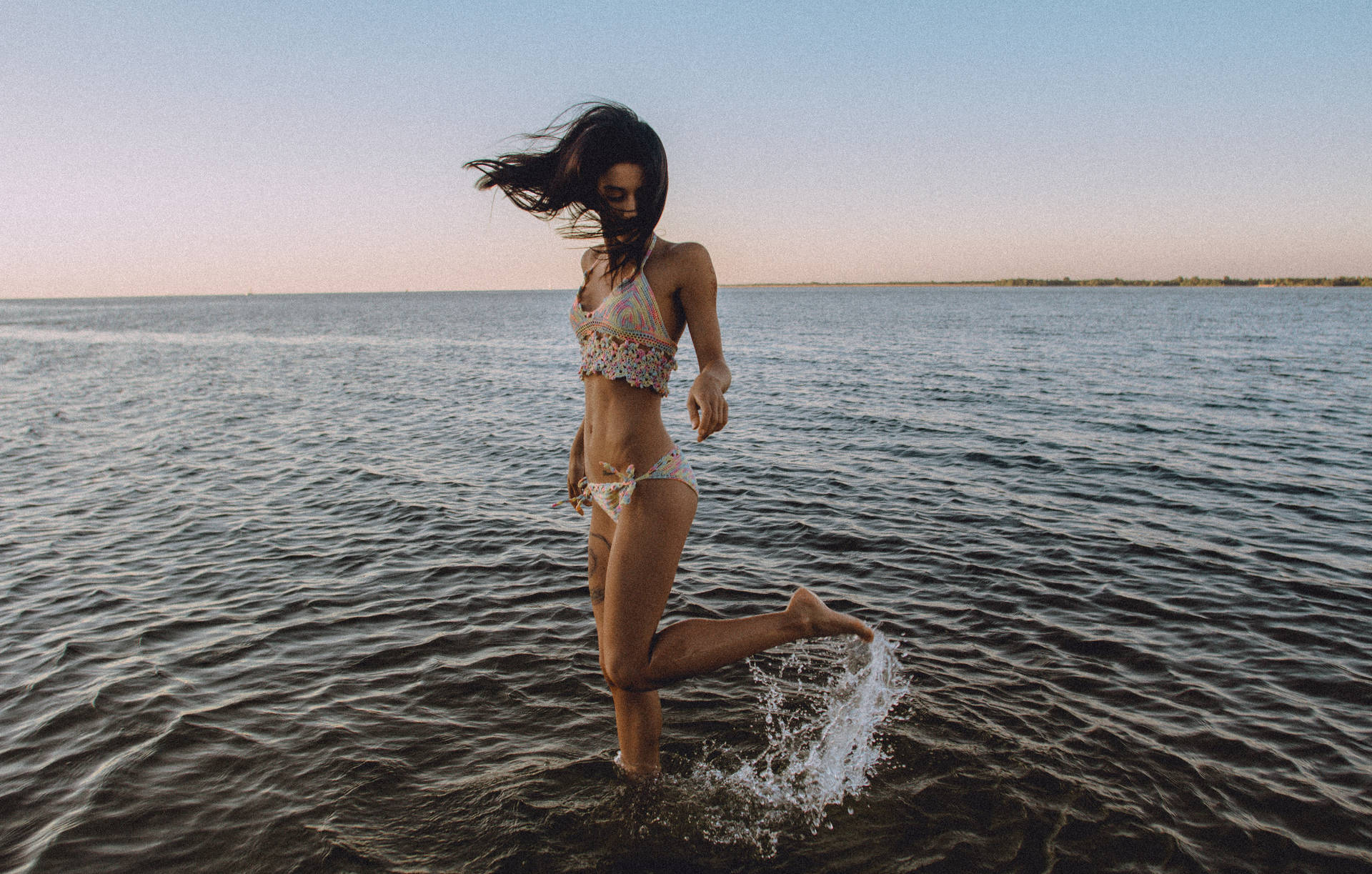 Girl In Bikini On Water Background