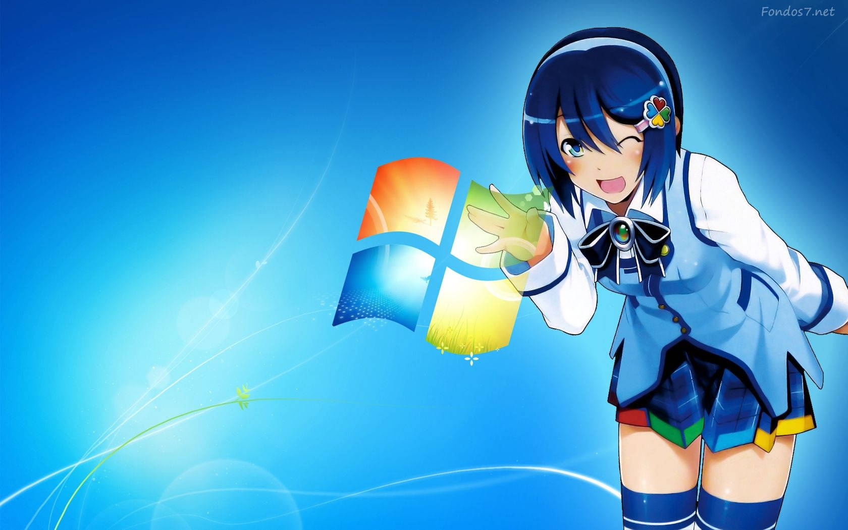 Girl In Blue Uniform Anime Background