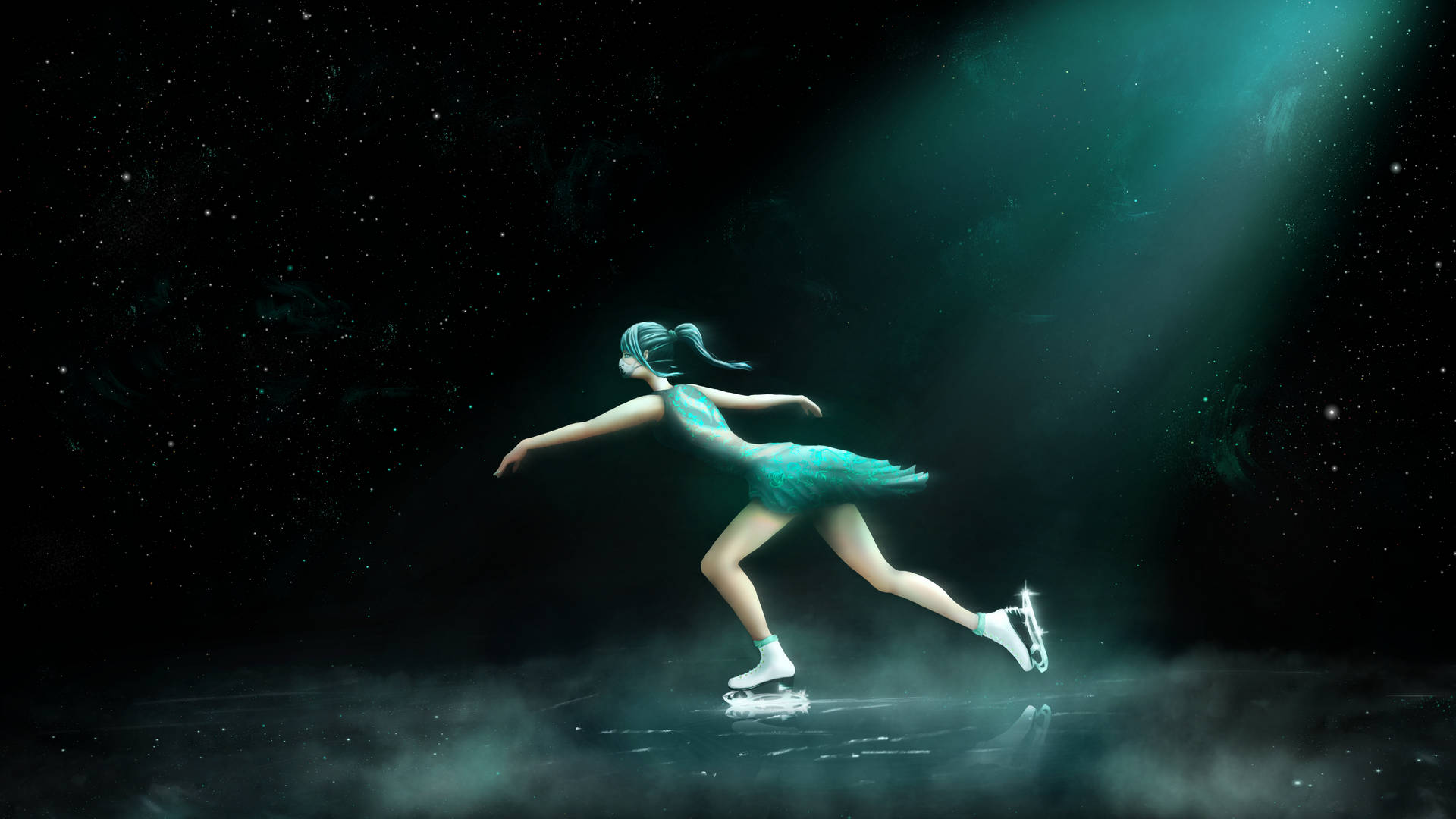 Girl In Ice Skating Tournament Background