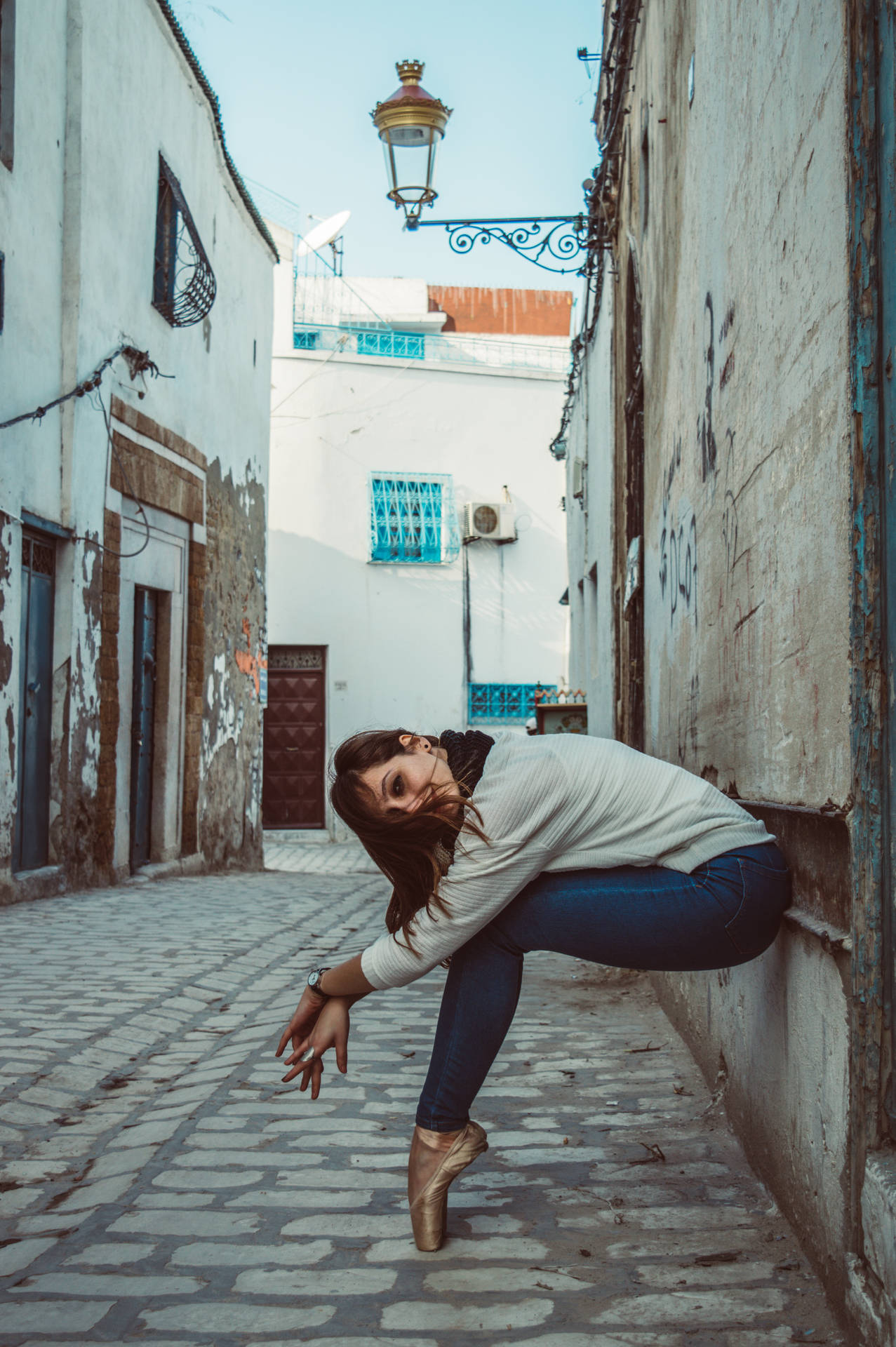 Girl In Street Of Tunisia Background