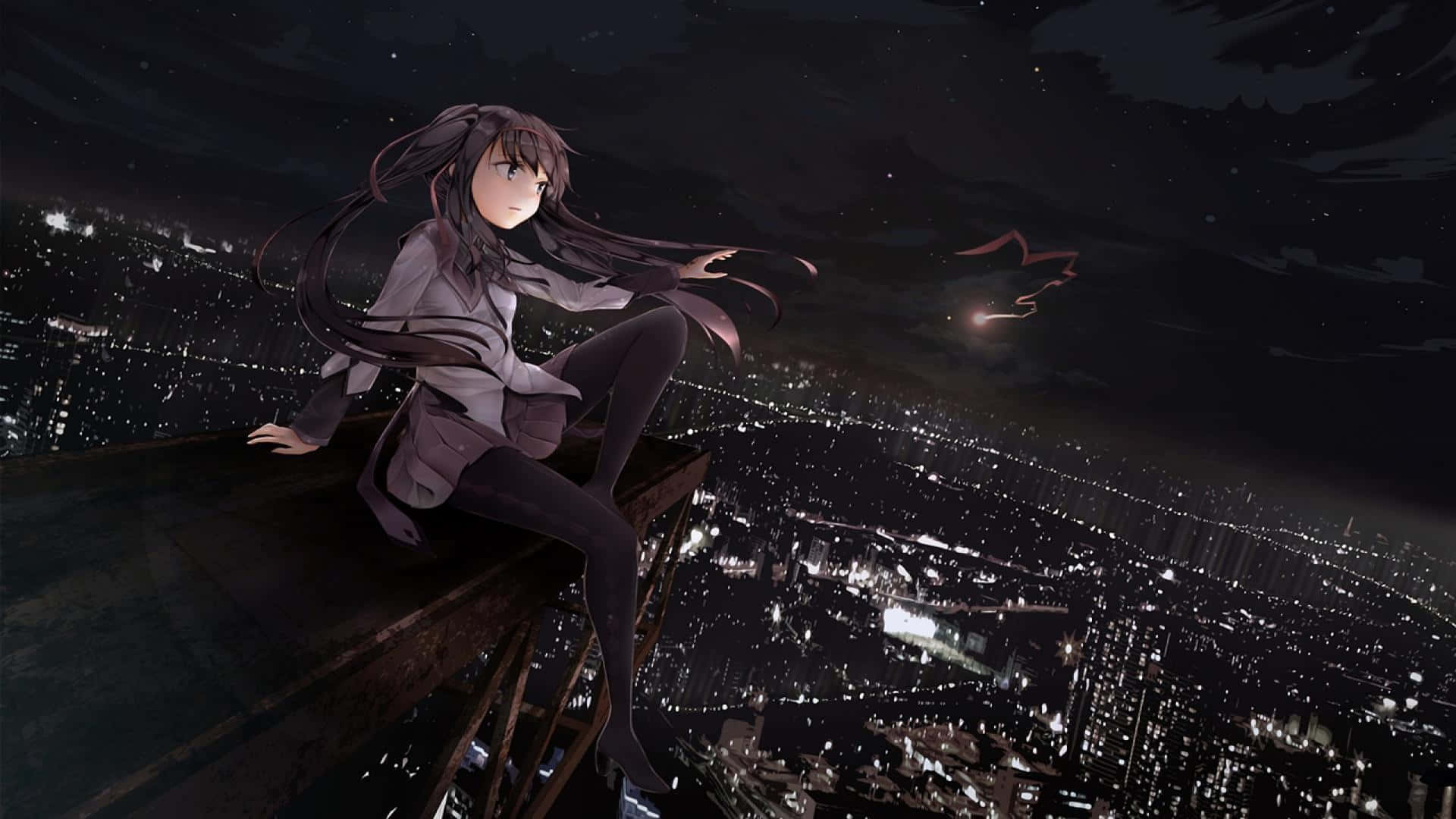 Girl In The City Dark Aesthetic Anime Pfp Background