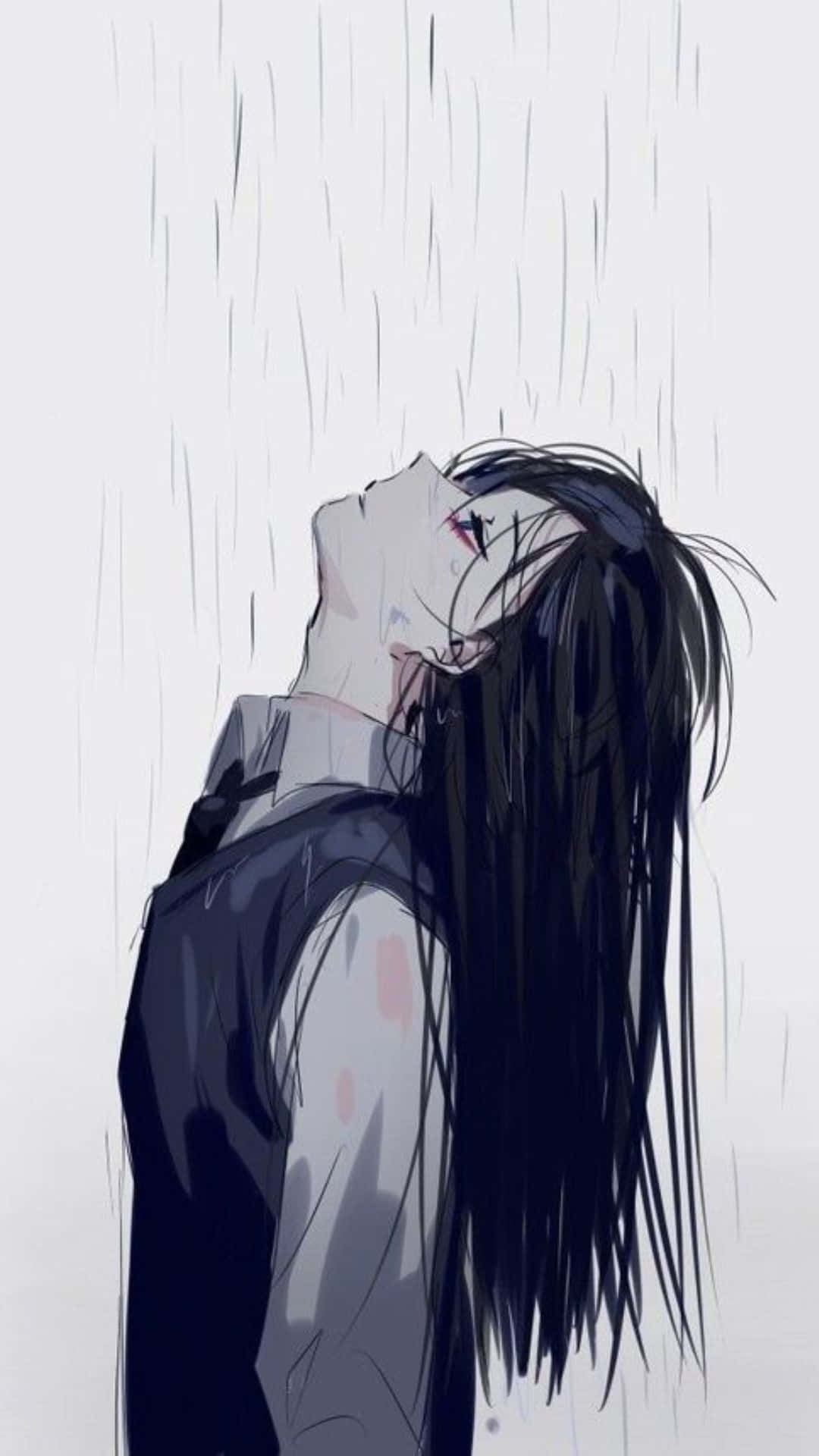 Girl In The Rain Dark Aesthetic Anime Pfp Background
