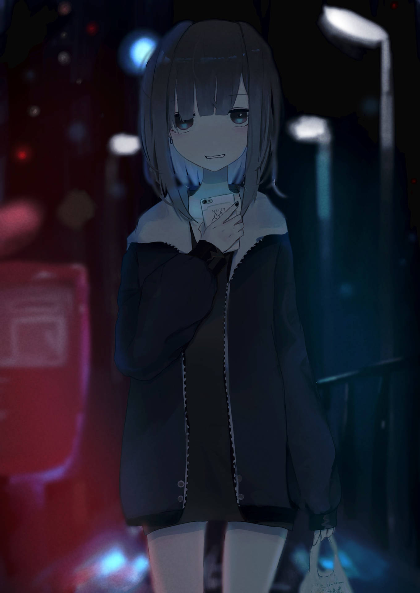 Girl In The Street Anime Phone Background