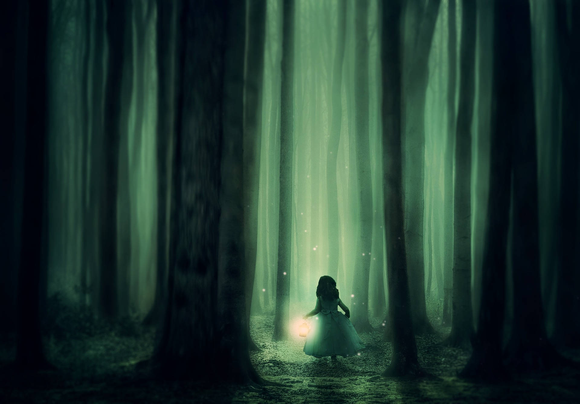 Girl In The Woods Background