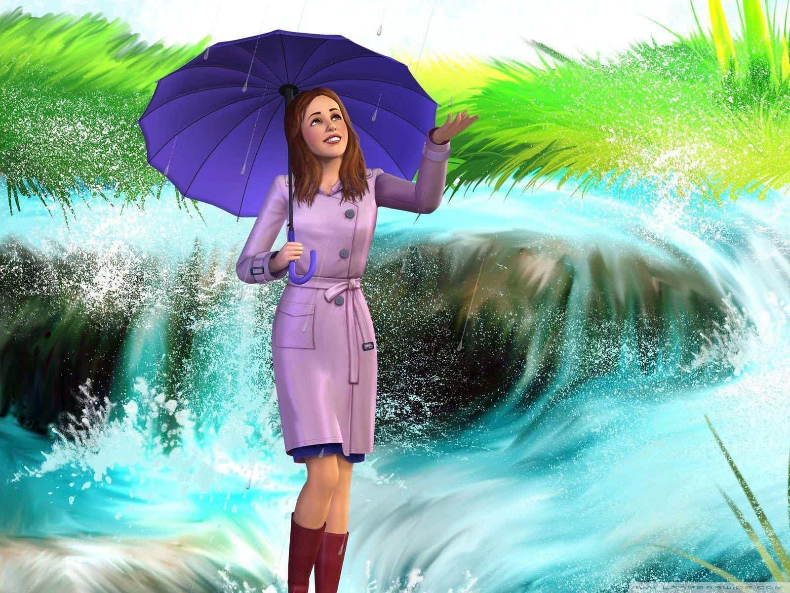 Girl In Umbrella The Sims