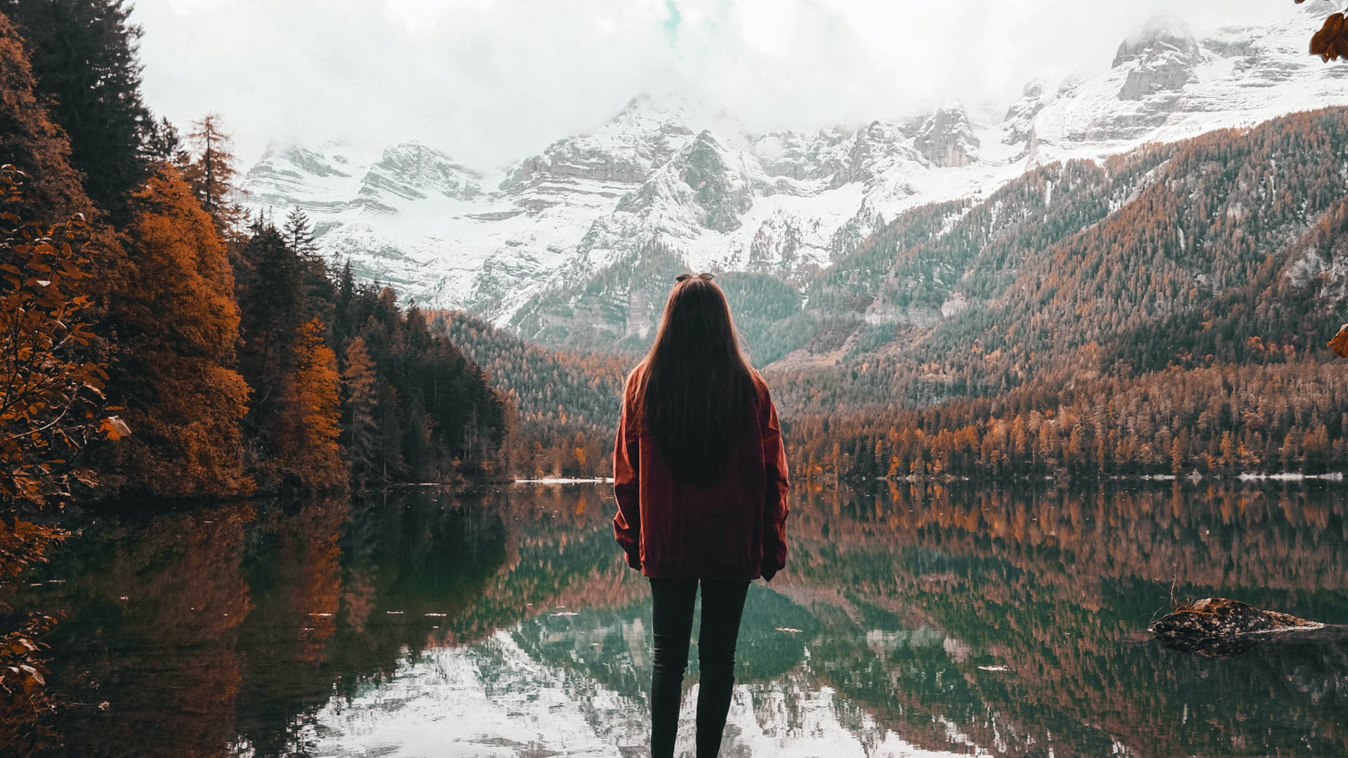 Girl In Winter Alone Background