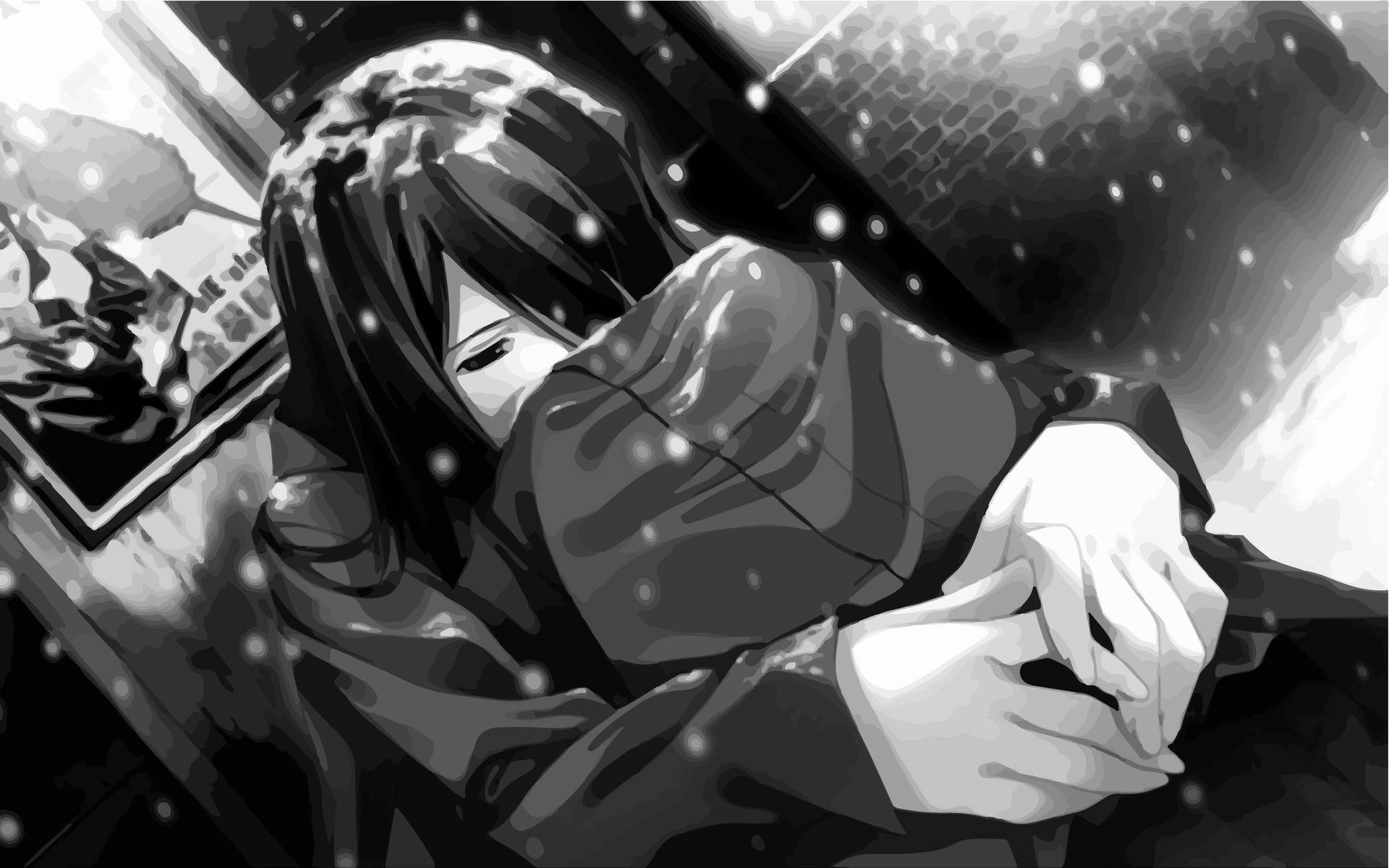 Girl In Winter Sad Drawing Background