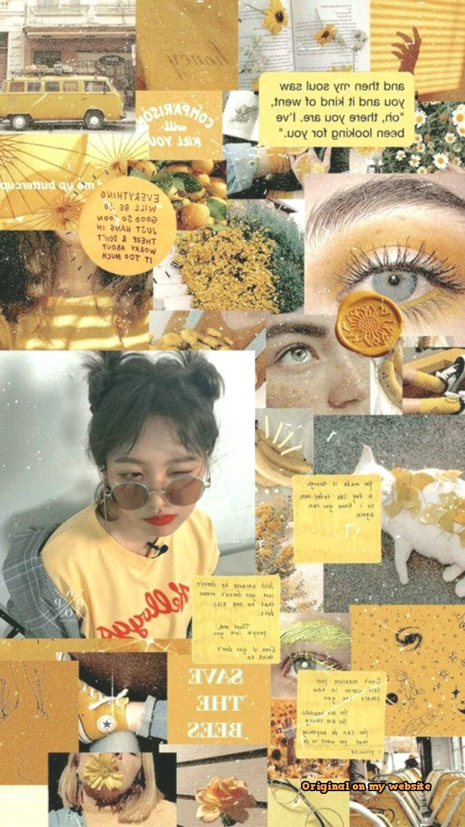 Girl In Yellow Aesthetic Collage Background