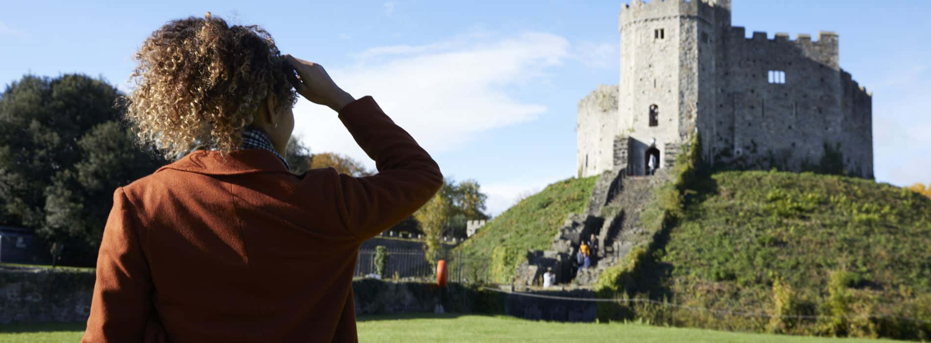 Girl Looking At The Cardiff Castle