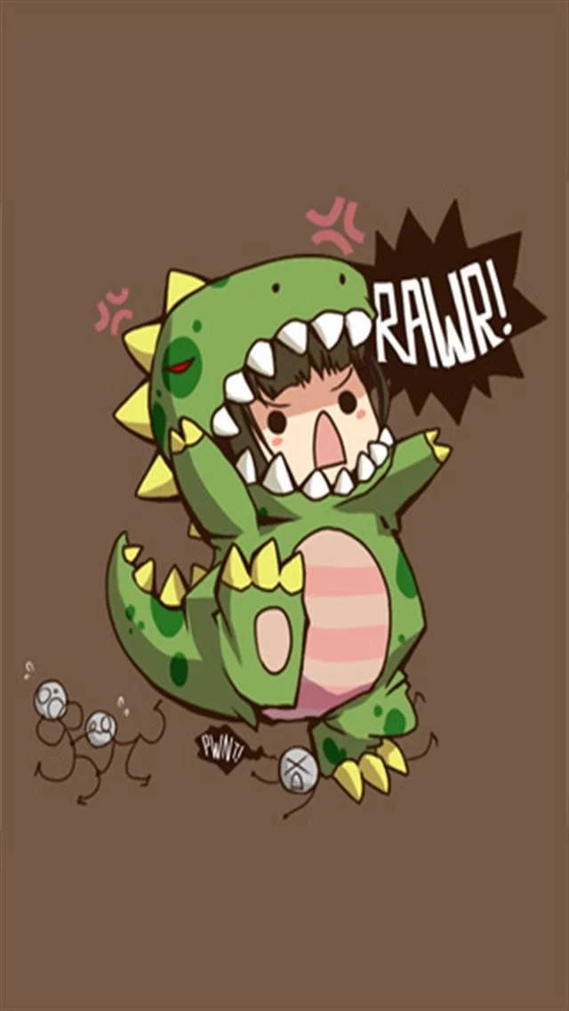 Girl Mascot Dino Kawaii Iphone Background