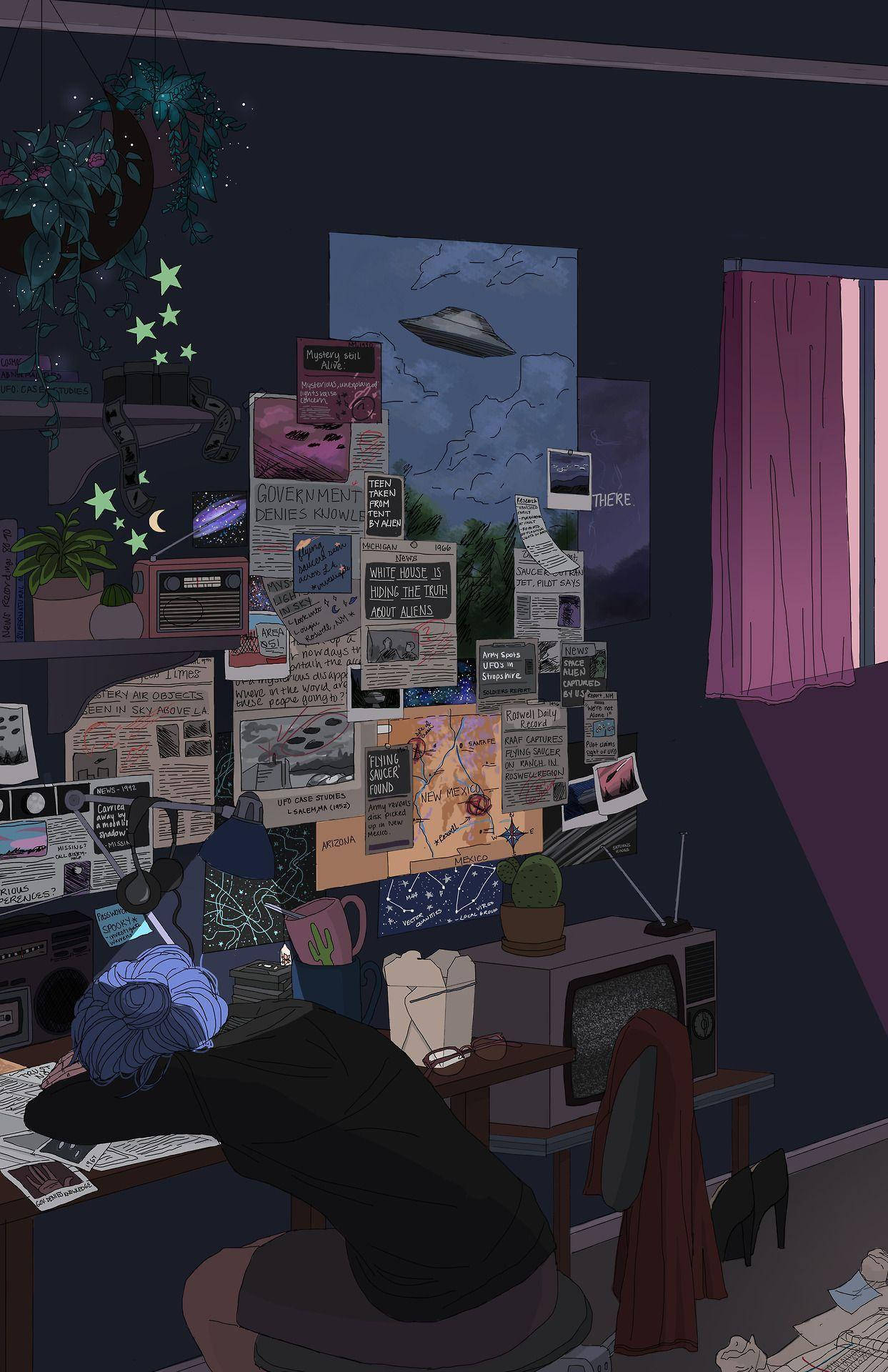 Girl Napping Inside Her Study Room Background