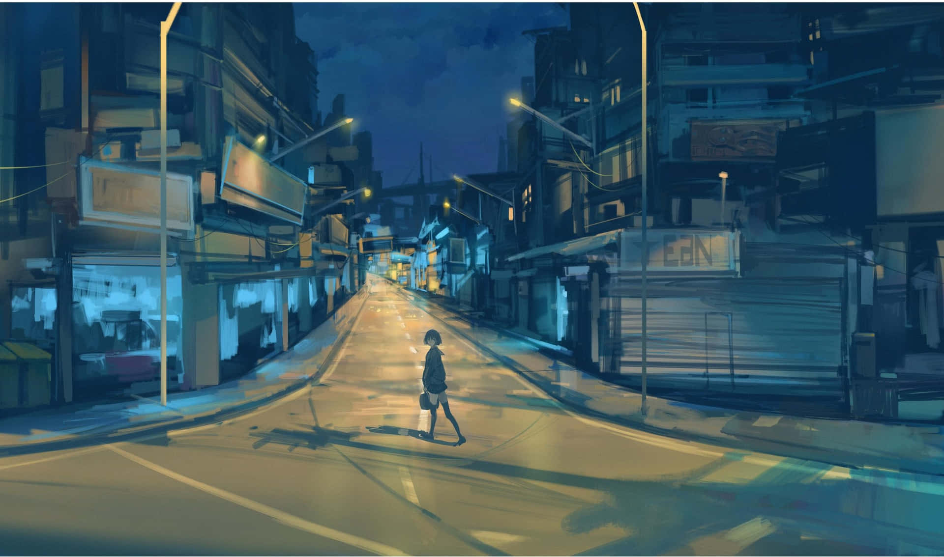 Girl Passing On An Empty Street