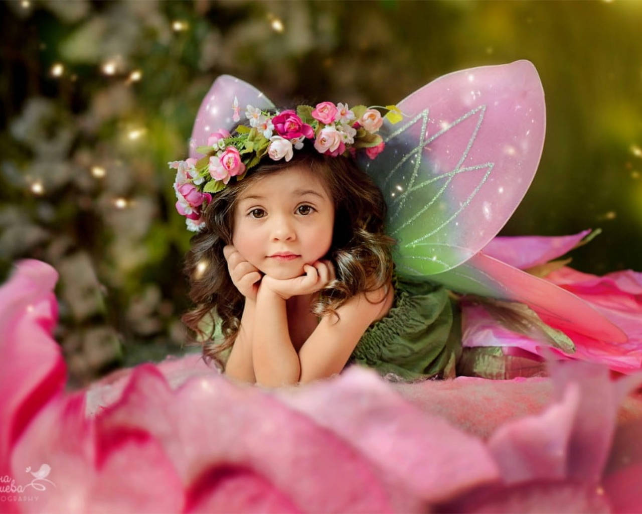 Girl Pink Fairy Costume Background