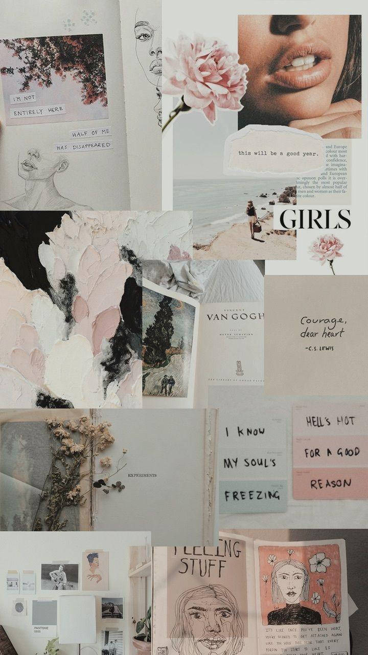 Girl Quotes Aesthetic Collage Background
