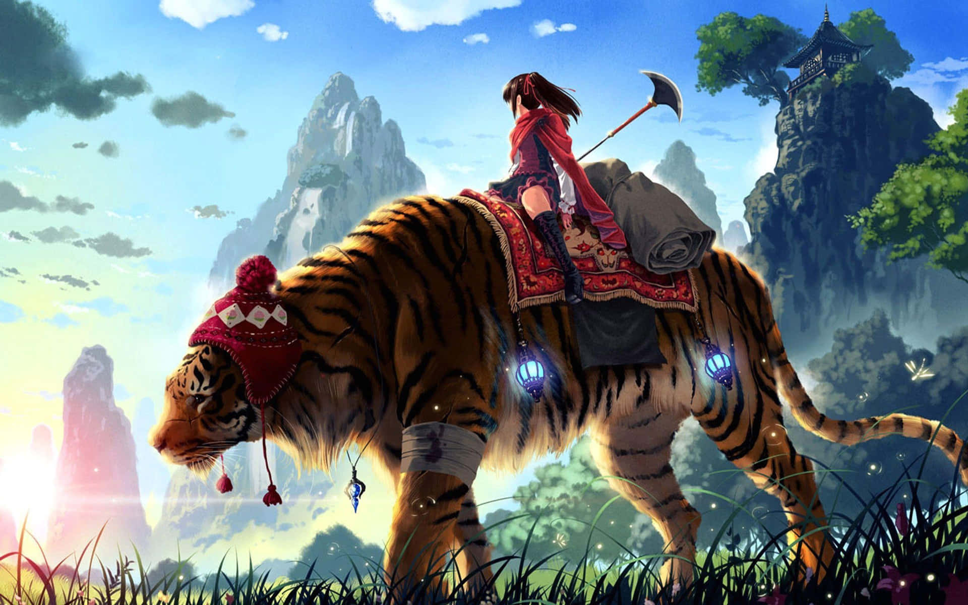 Girl Riding Huge Tiger