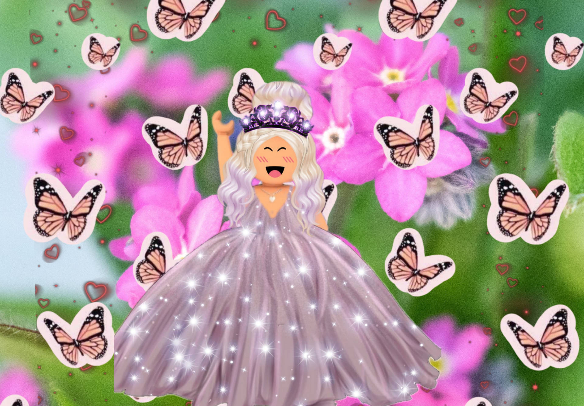 Girl Roblox Character With Butterflies Background