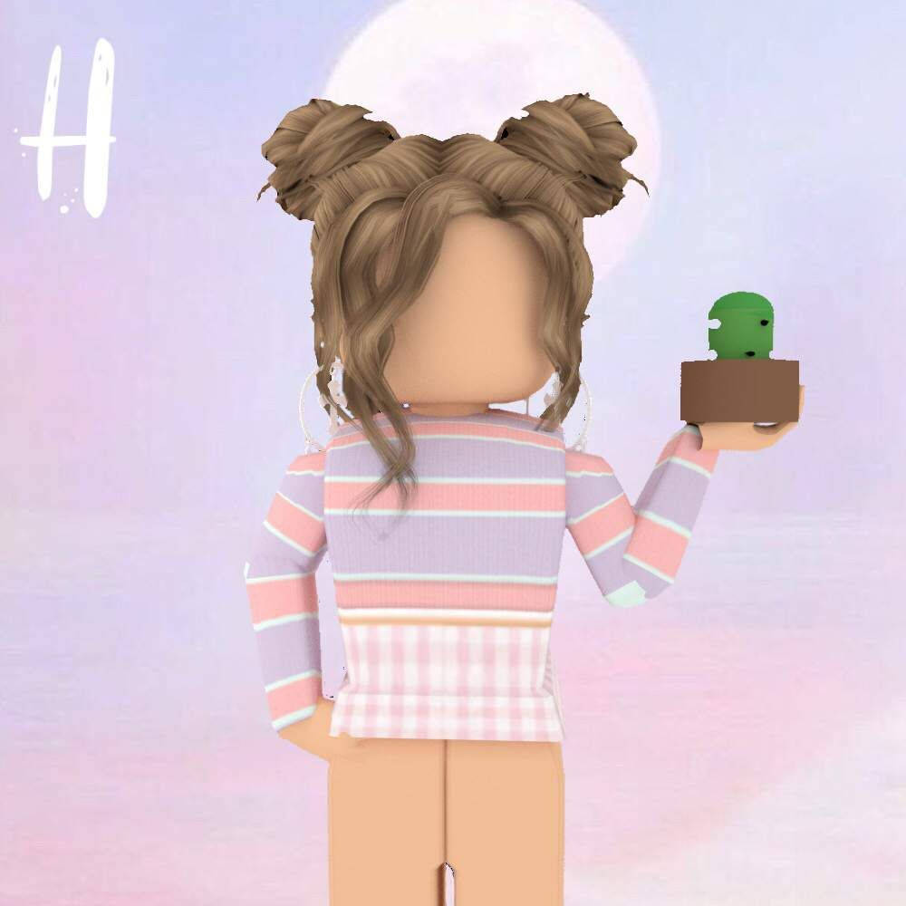 Girl Roblox Character With Succulent Plant Background