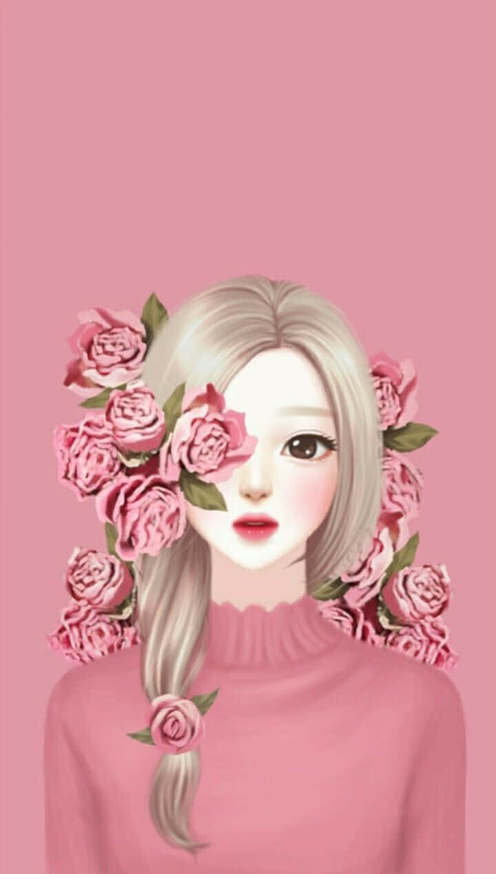 Girl Rose Gold Flower Background