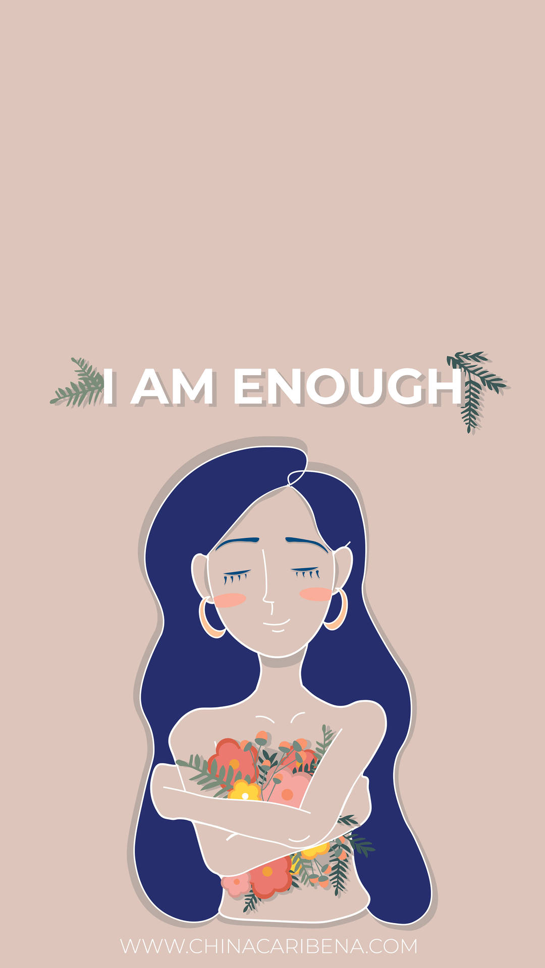 Girl Saying I Am Enough Background