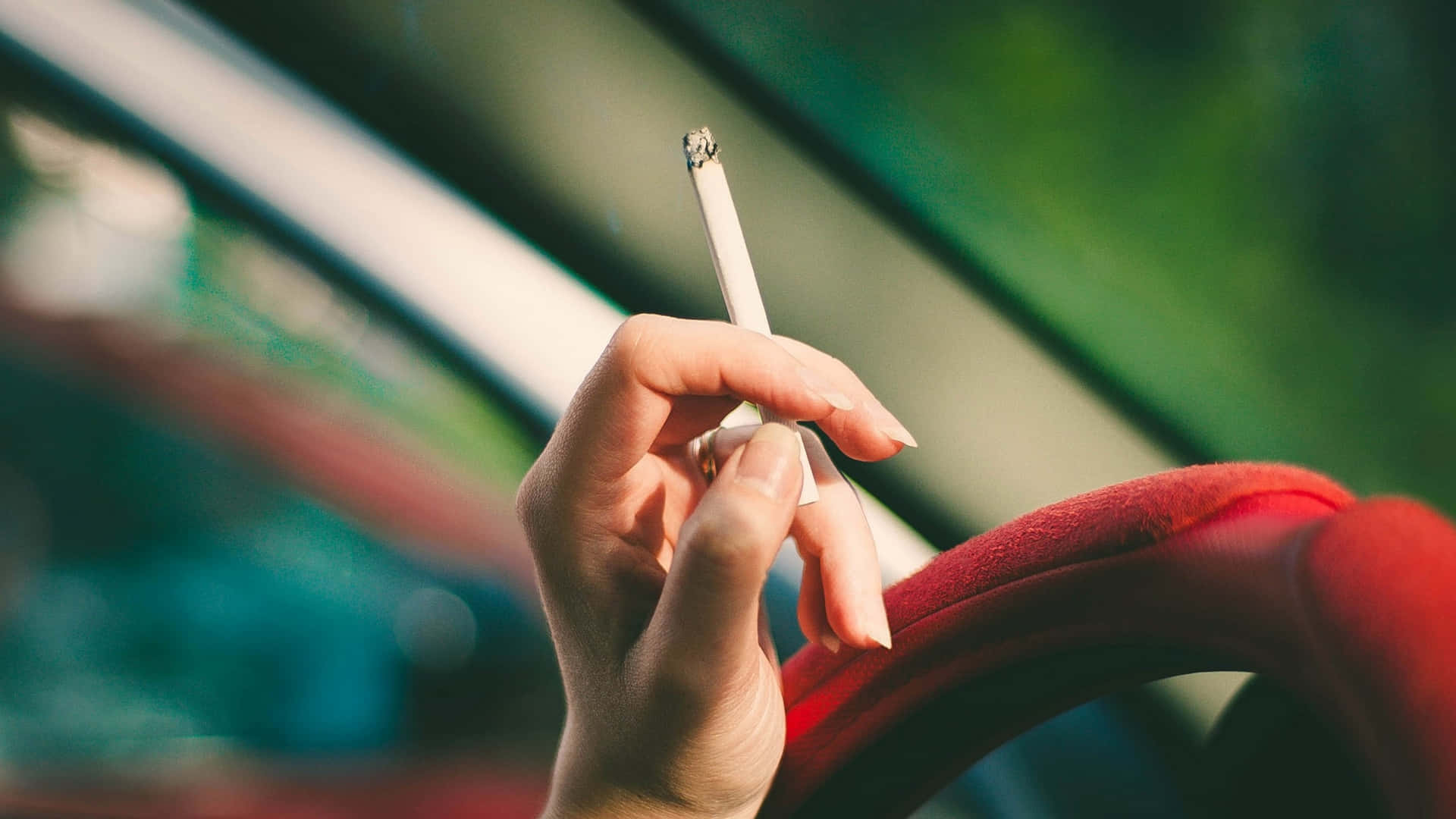 Girl Smoking In A Car Background