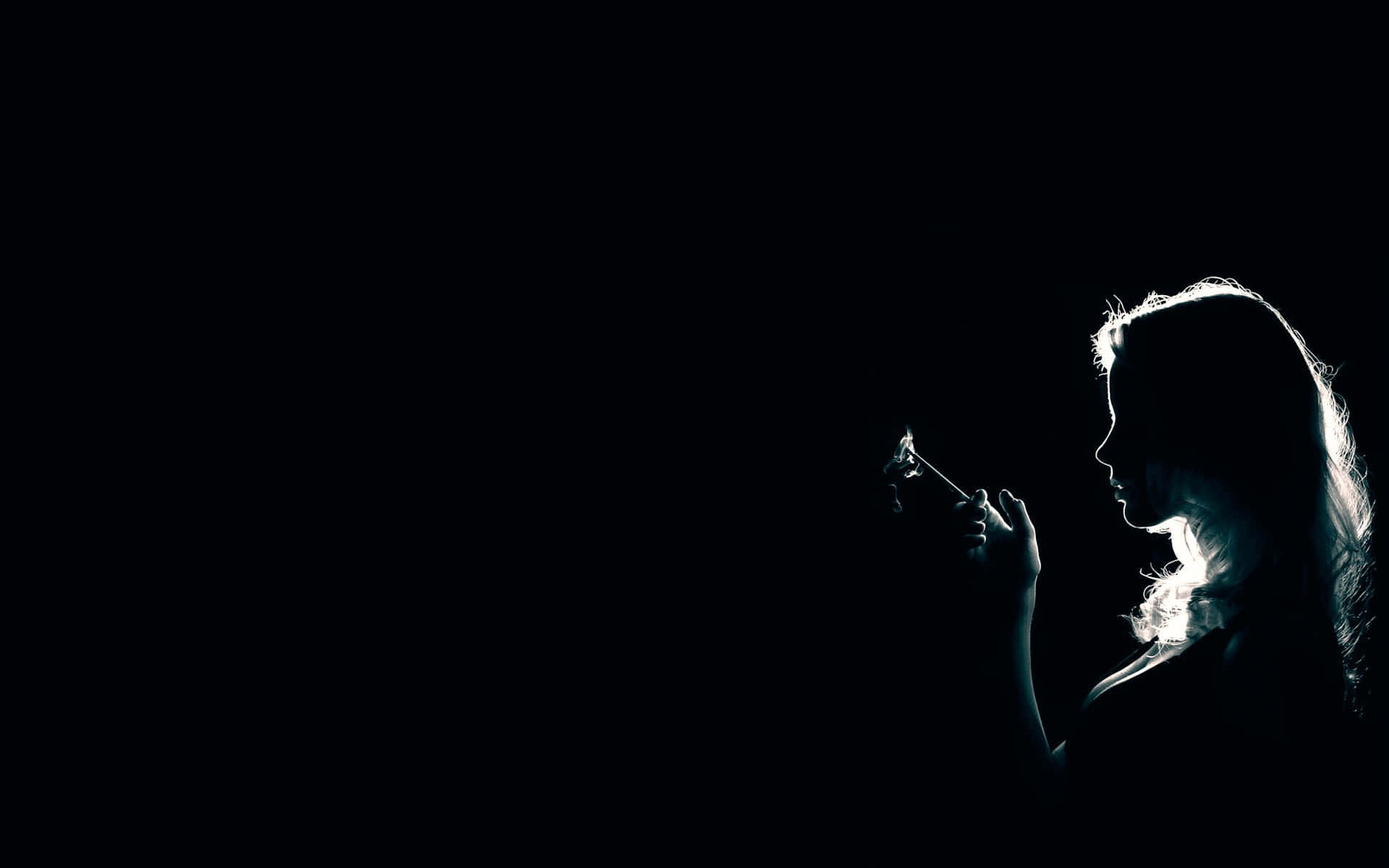 Girl Smoking In The Dark