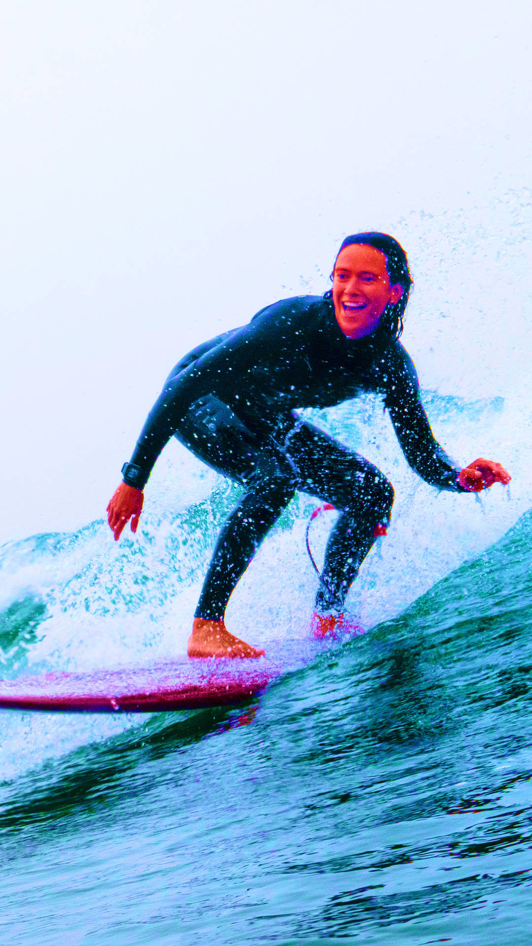 Girl Surfing With A Smile Background