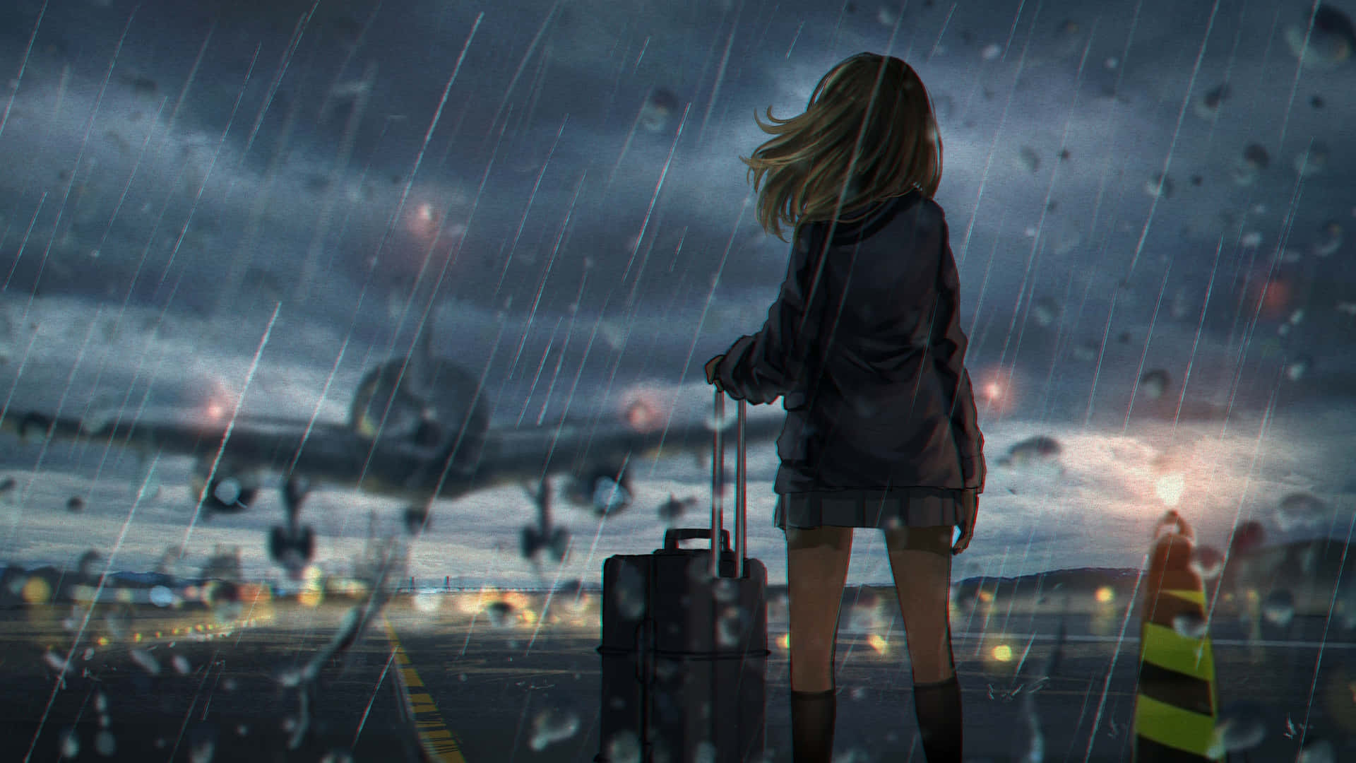 Girl Under Pouring Rain 4k