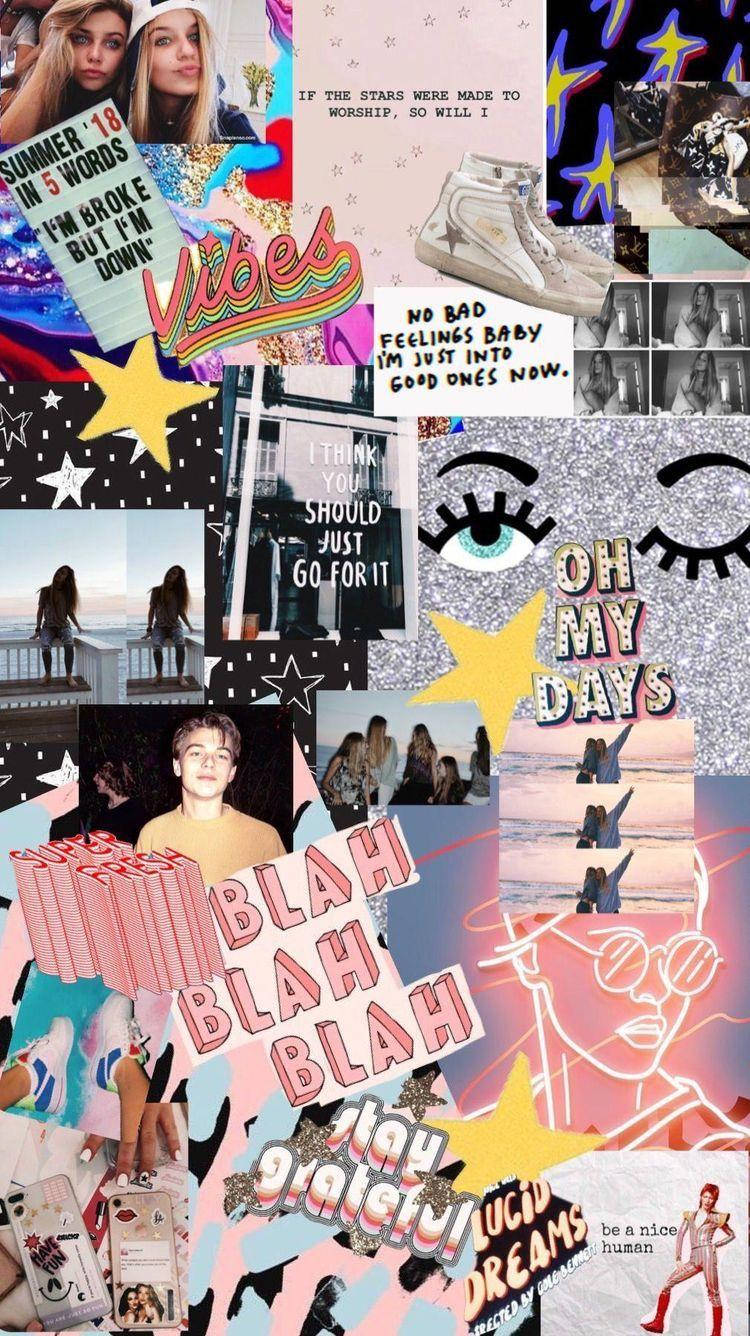 Girl Vibes Aesthetic Collage Background