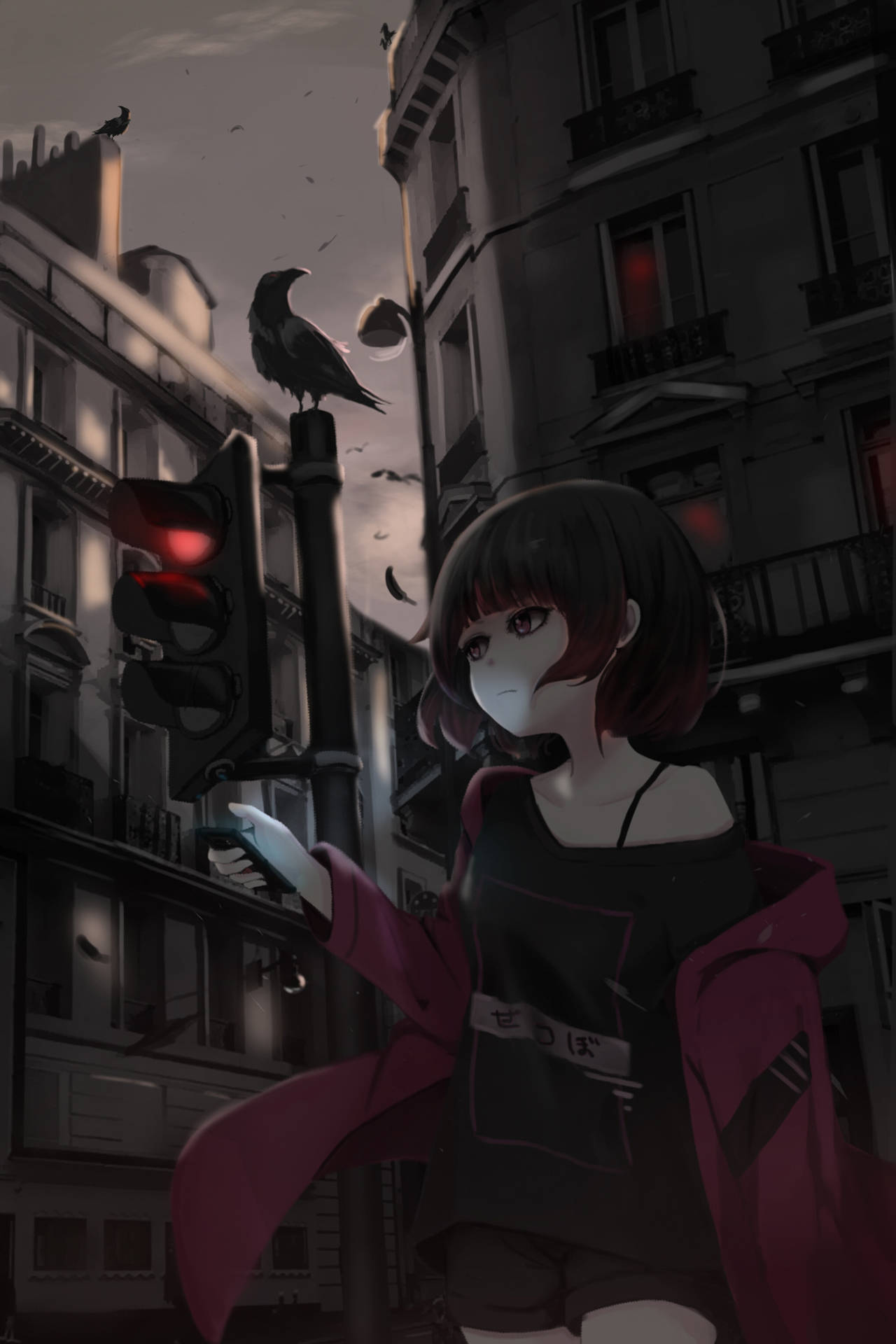 Girl With A Crow Anime Phone