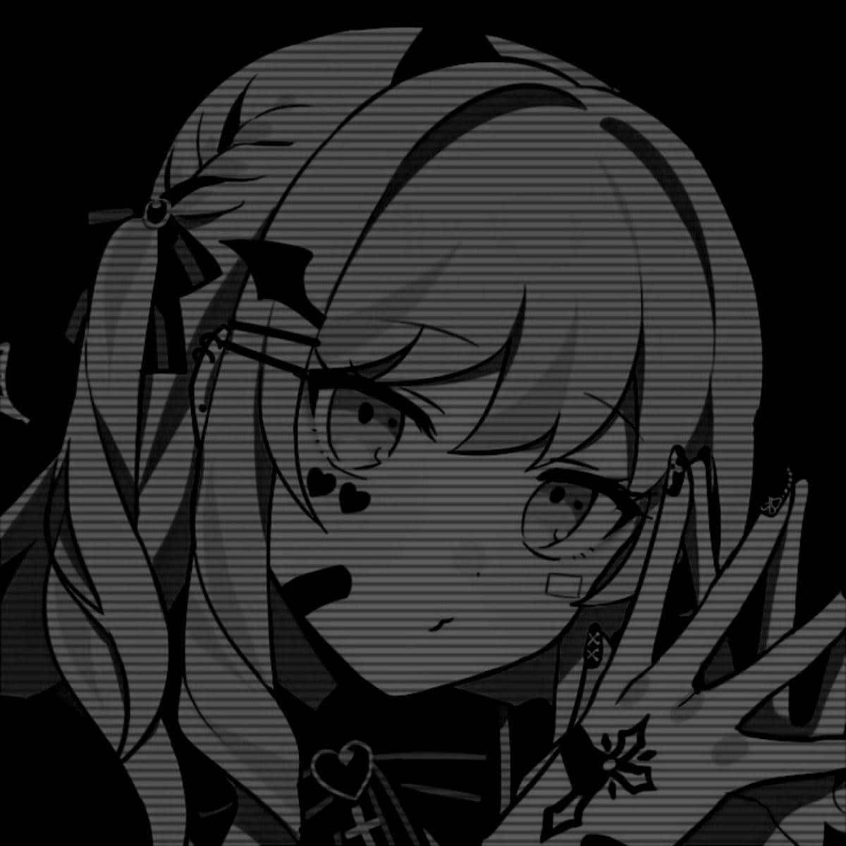 Girl With Bat Clip In Black And White Anime Pfp