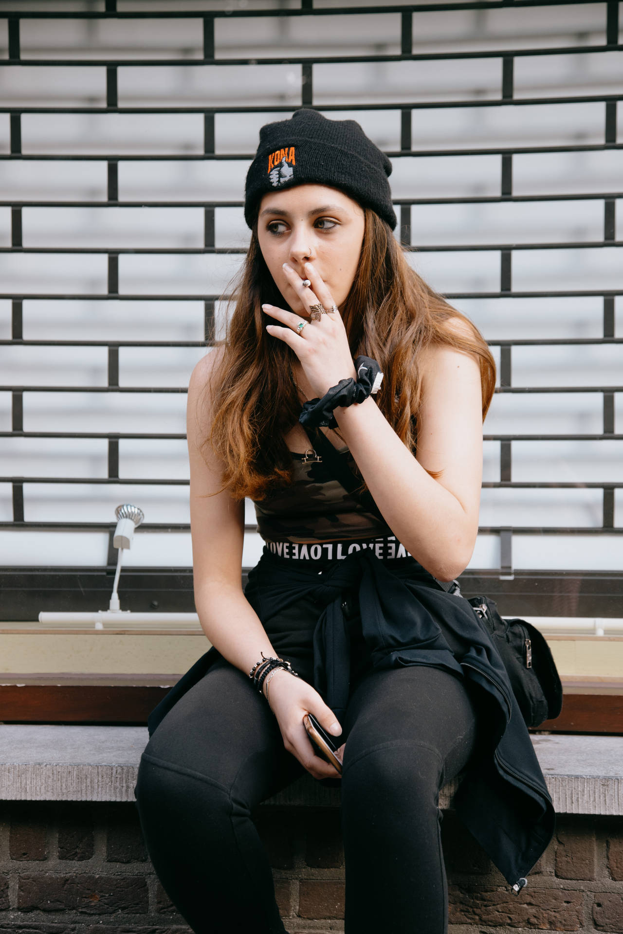 Girl With Bonnet Smoking Background