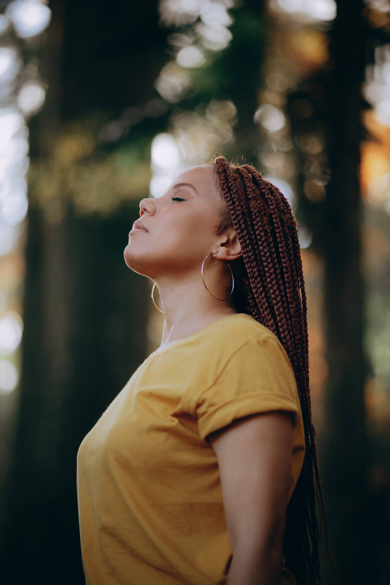 Girl With Braids Deep Breathing Background