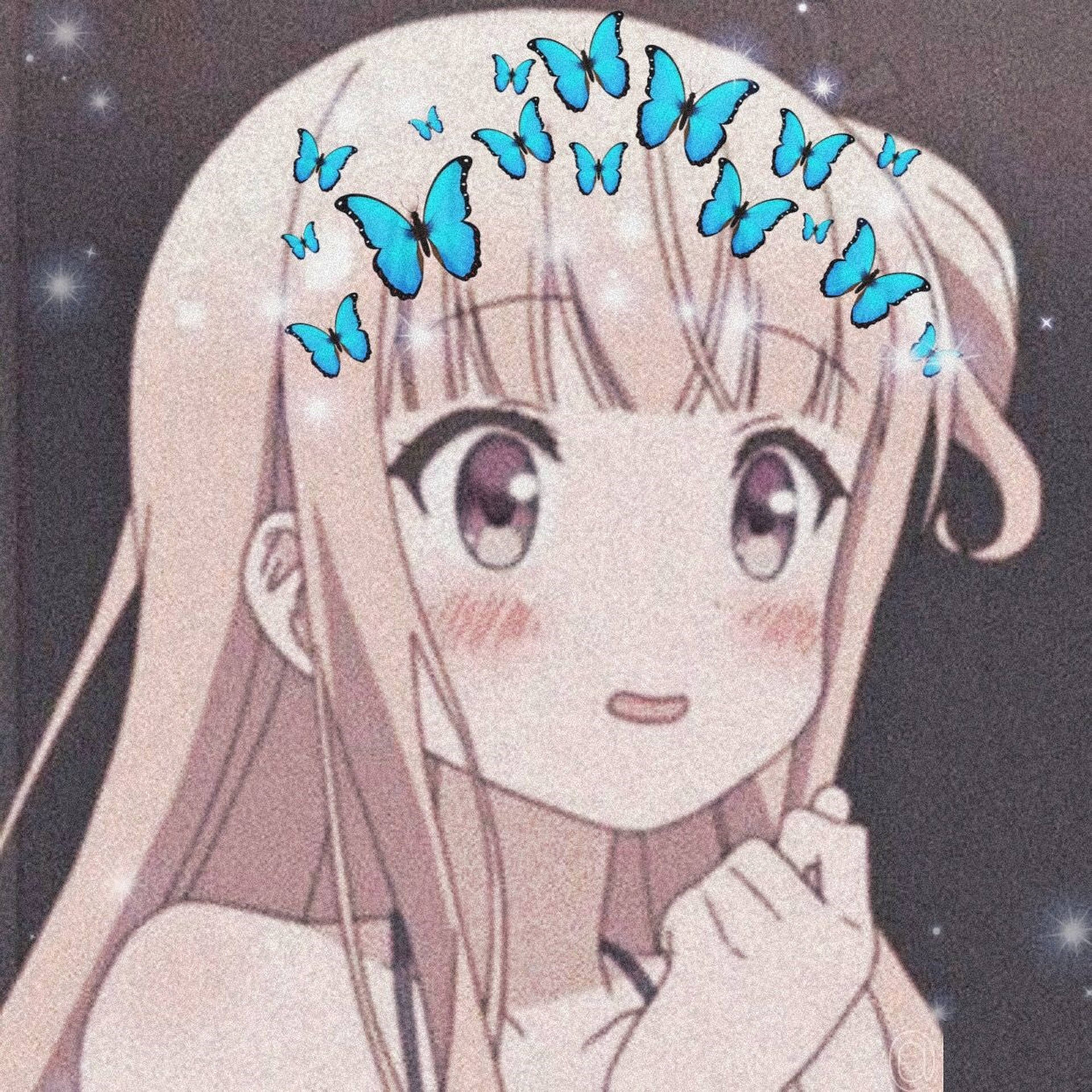 Girl With Butterfly Crown Anime Pfp Background