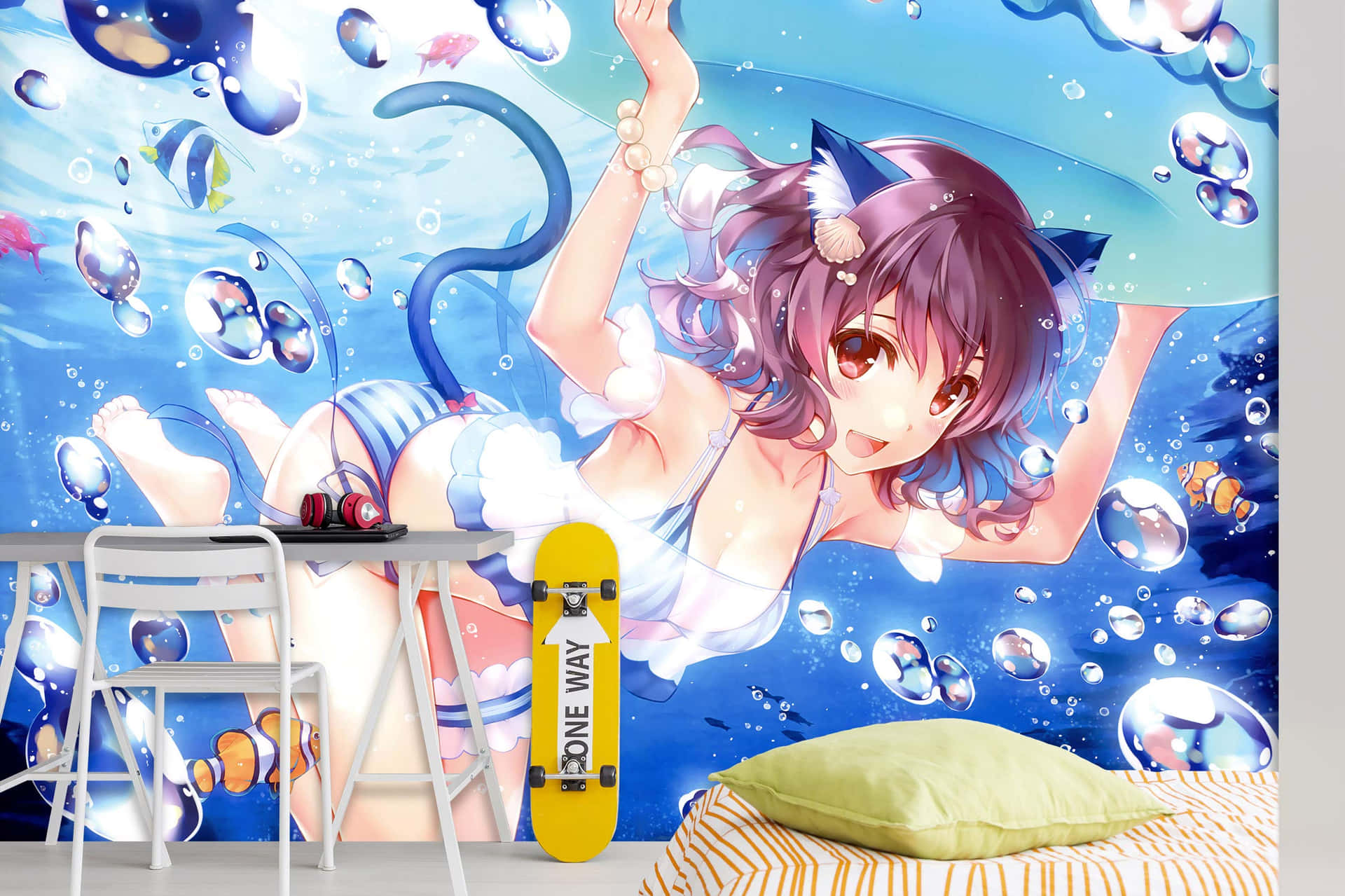 Girl With Cat Ear Bubble Anime