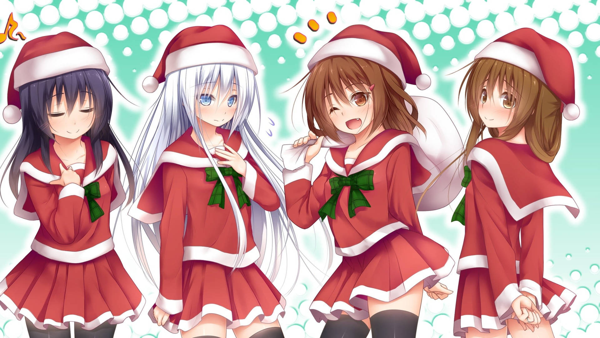 Girl With Christmas Uniform Anime Christmas Background