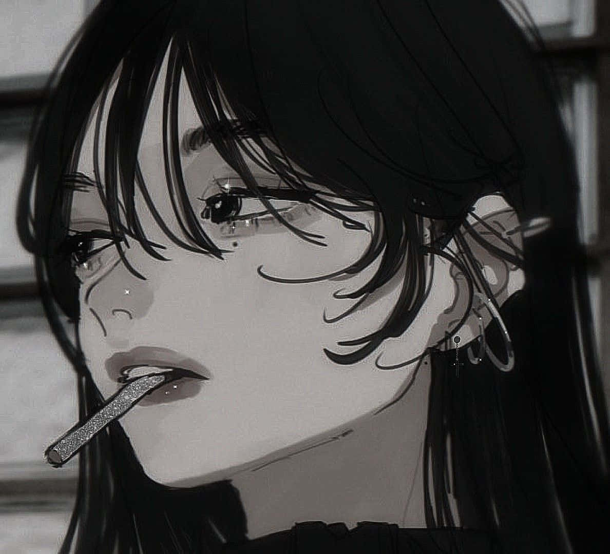 Girl With Cigarette Dark Aesthetic Anime Pfp Background