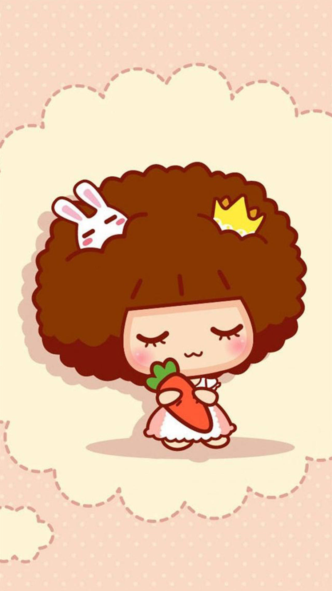 Girl With Curly Hair Cartoon Iphone