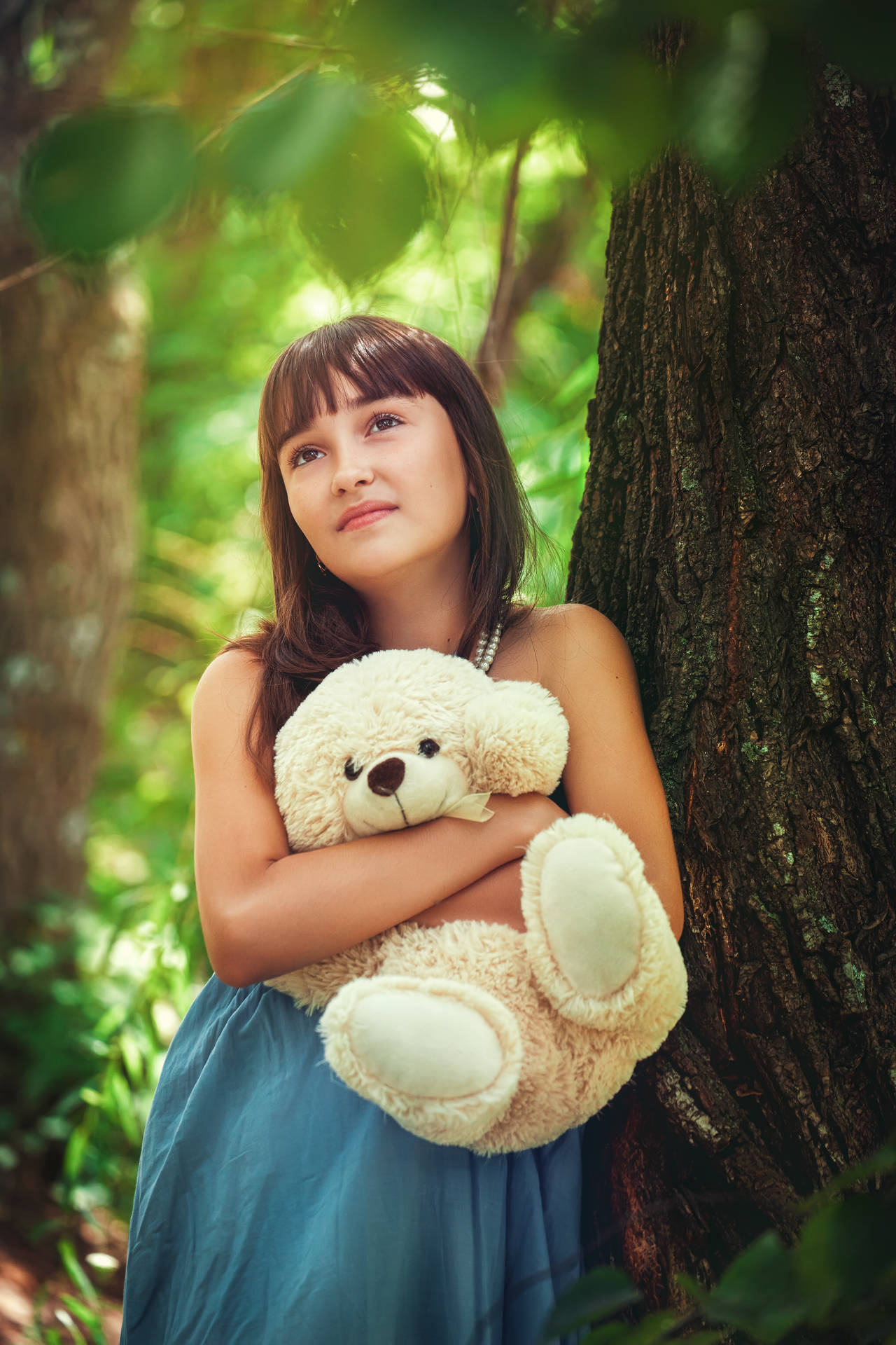 Girl With Cute Teddy Bear Background