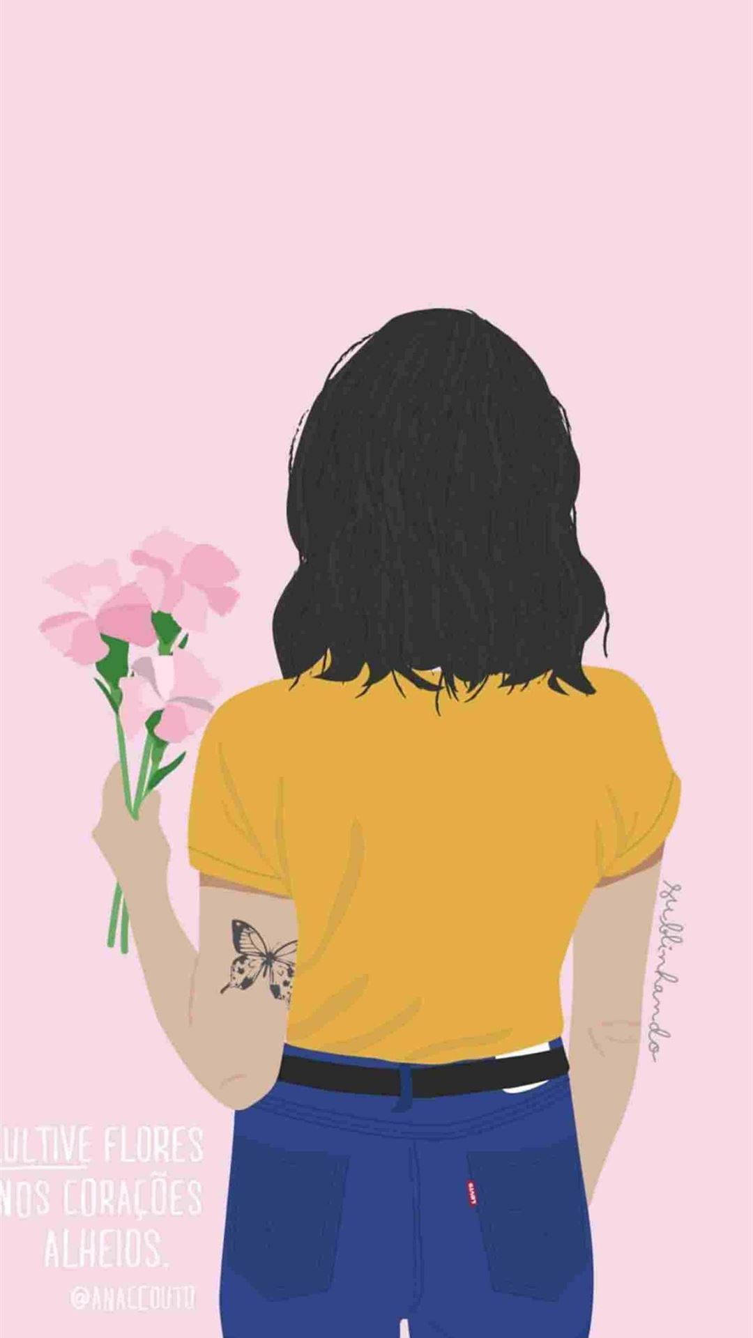 Girl With Flower Instagram Profile Background