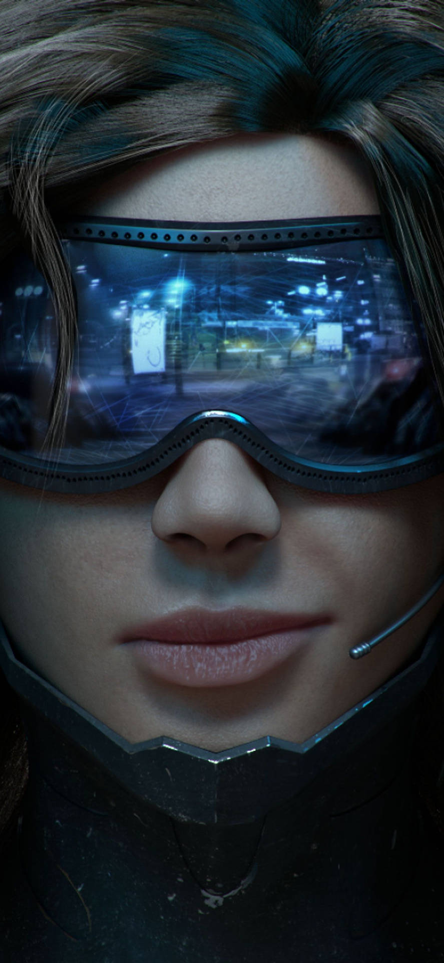 Girl With Goggles Cyberpunk Iphone X Background