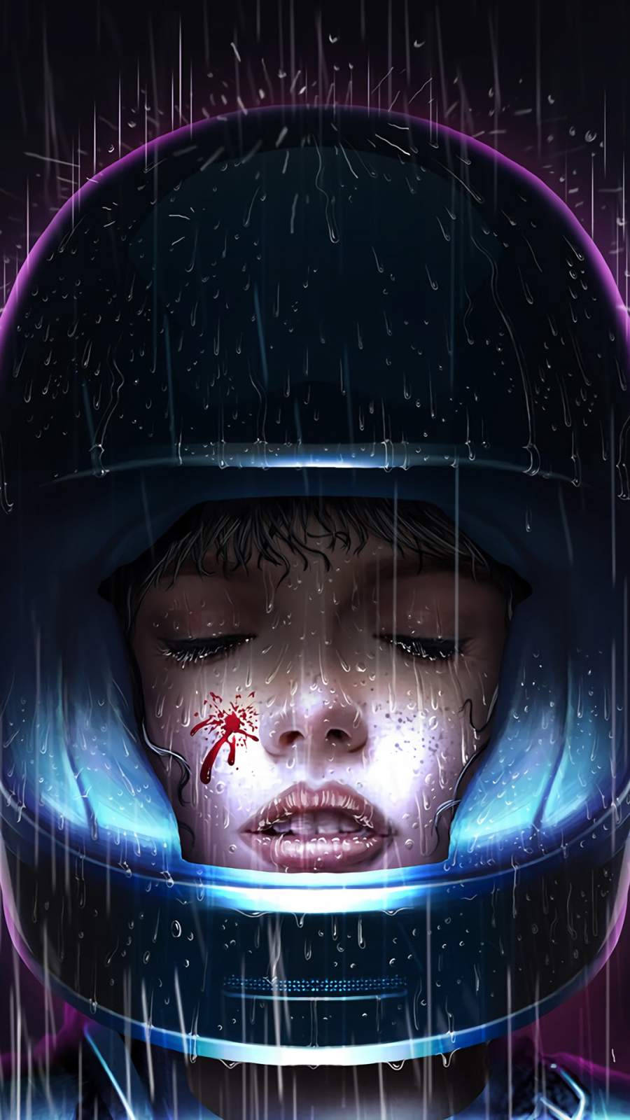 Girl With Helmet Cyberpunk Iphone X Background
