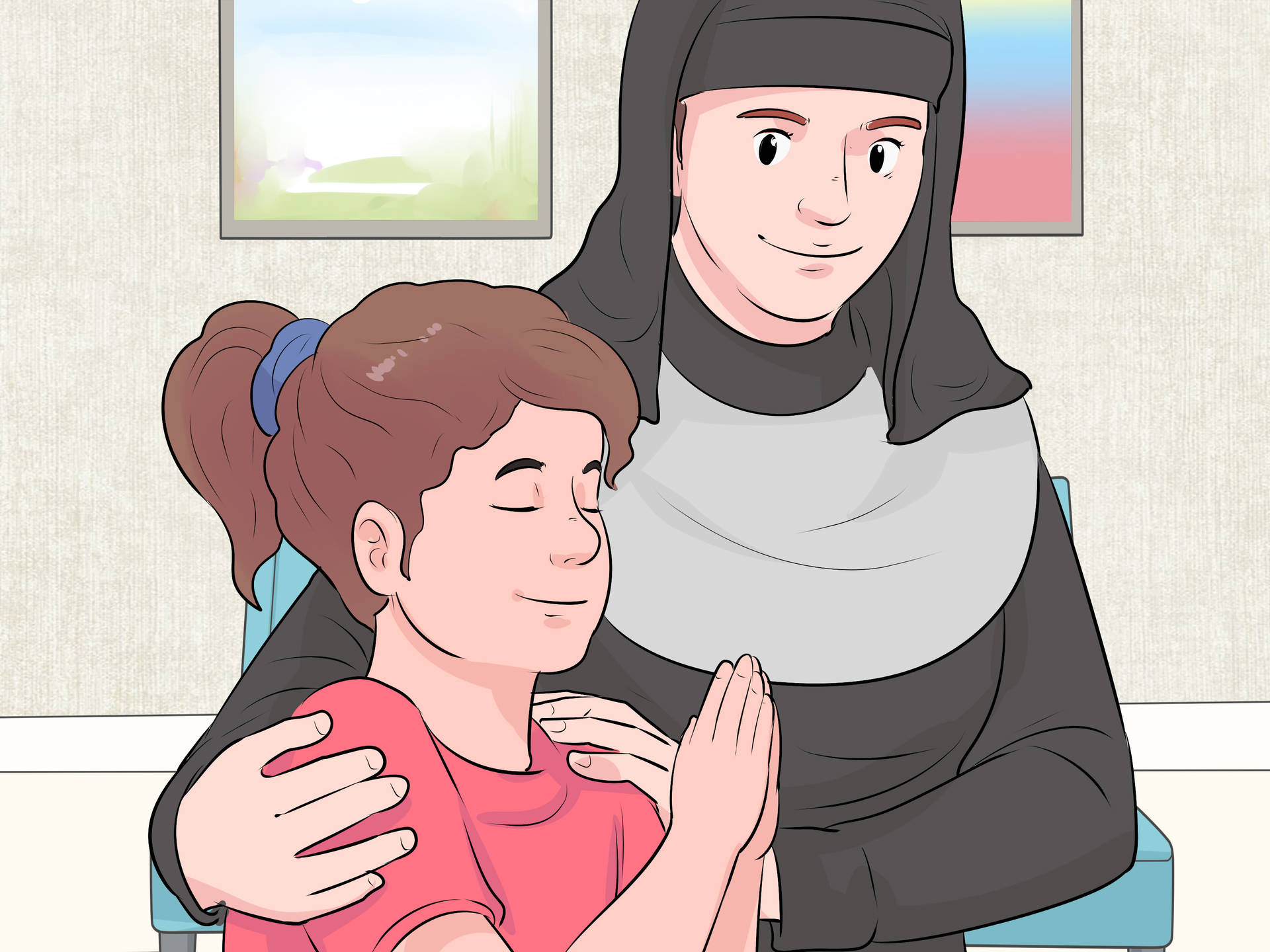 Girl With Nun Animation Background