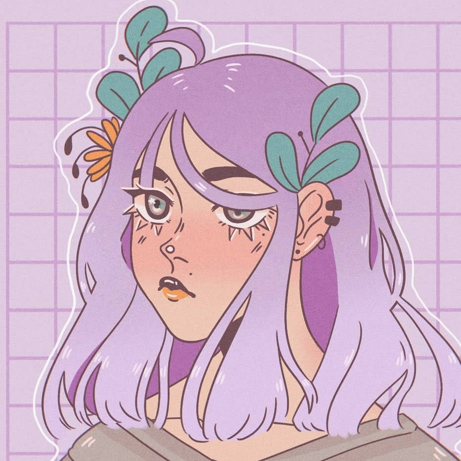 Girl With Purple Hair Pfp Aesthetic Background