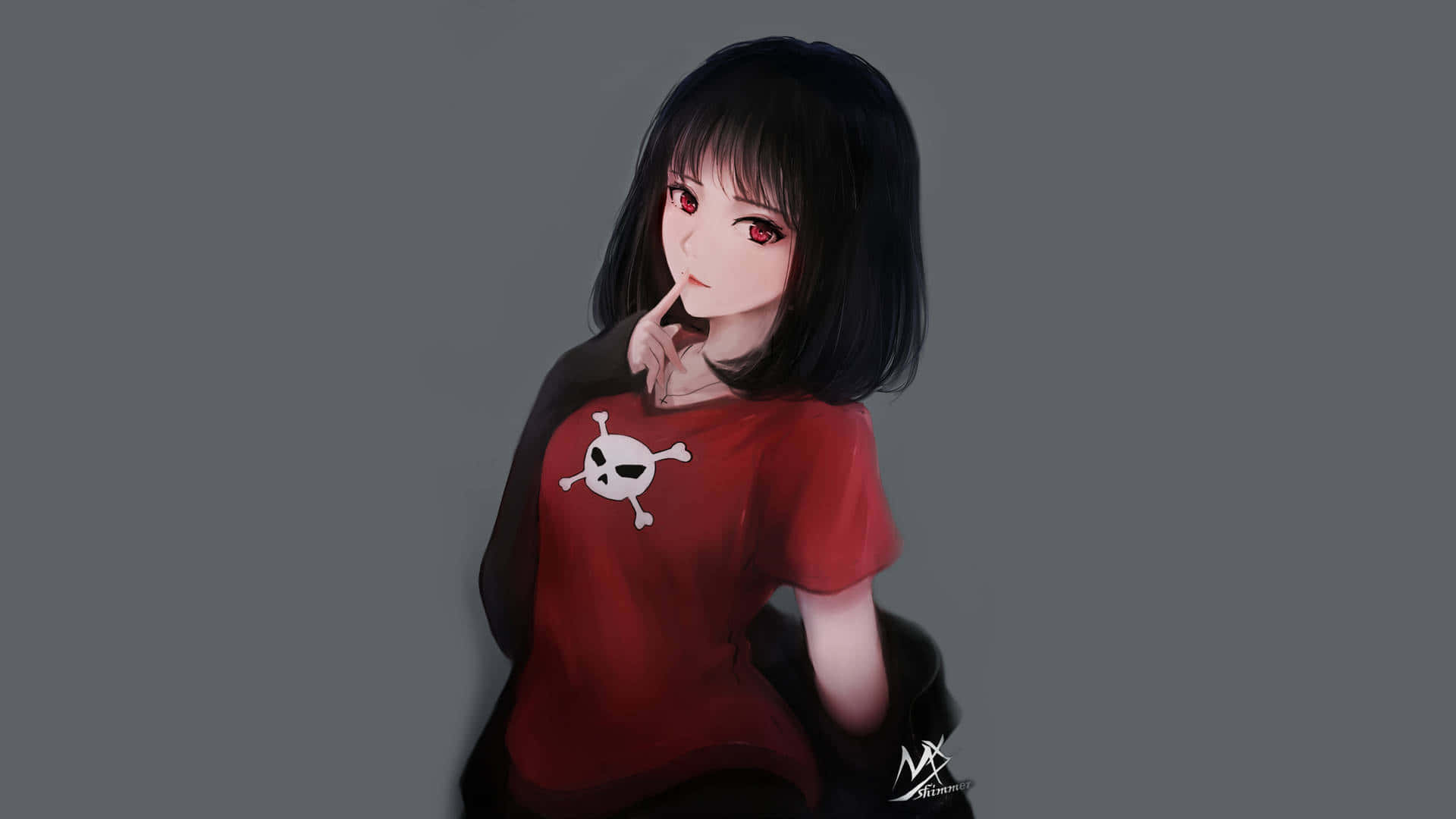 Girl With Red Eyes Dark Aesthetic Anime Pfp Background