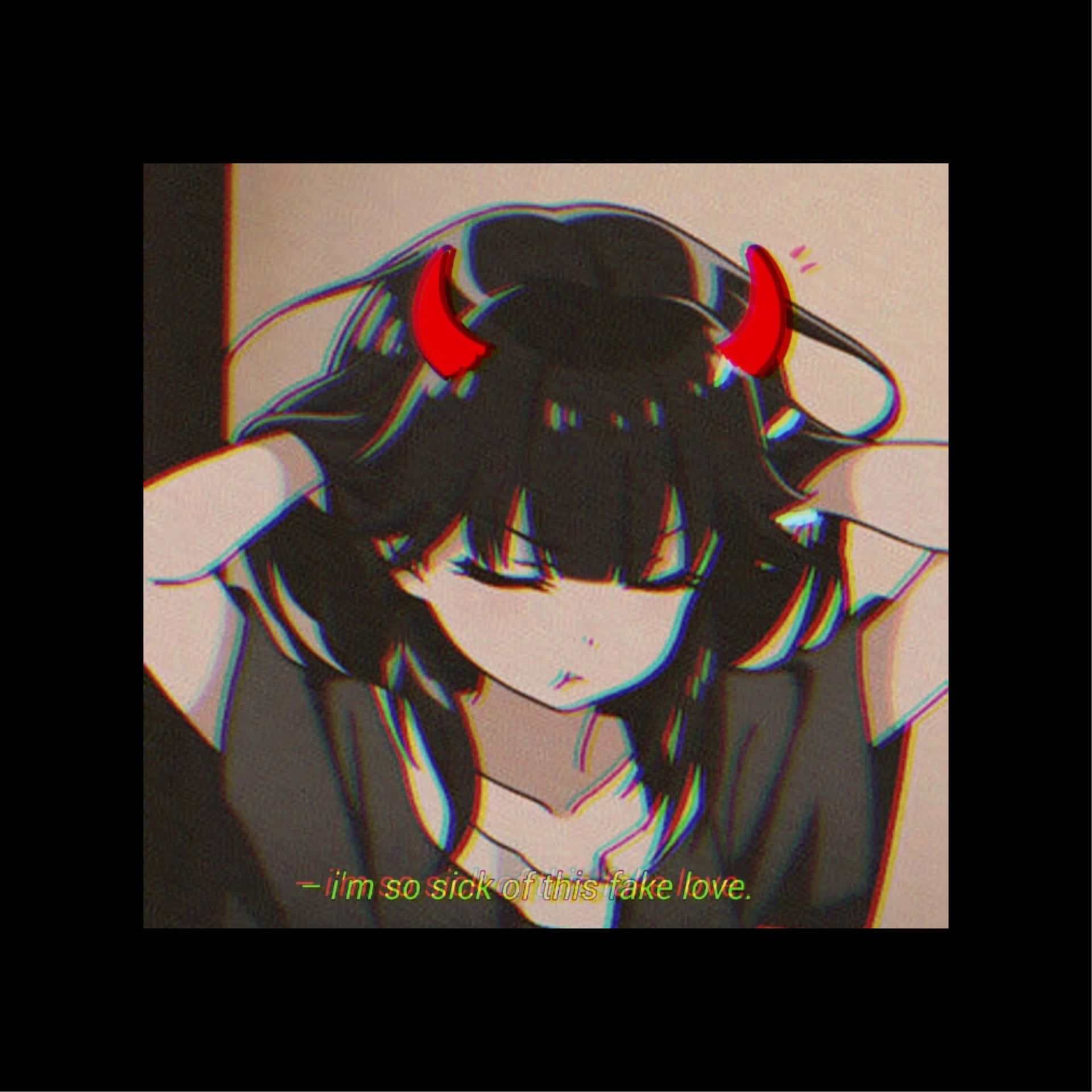 Girl With Red Horns Dark Aesthetic Anime Pfp Background