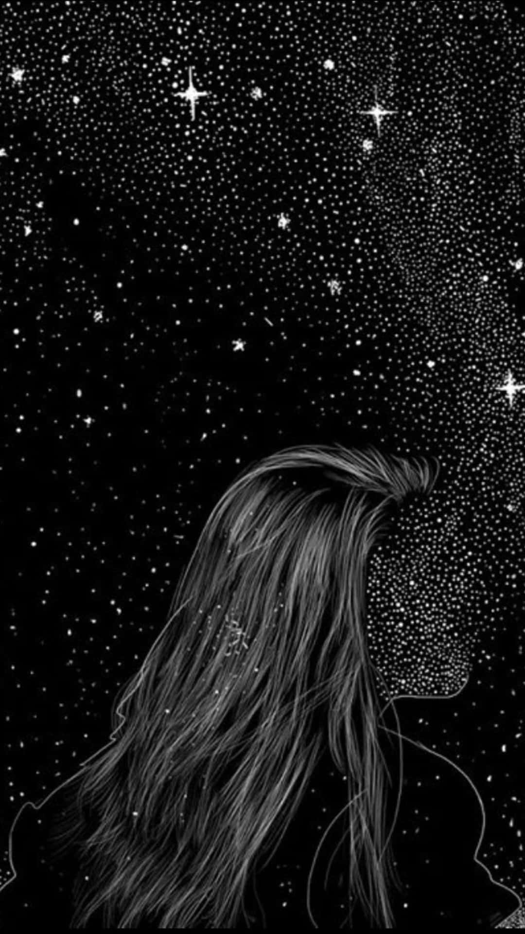 Girl With Stars Gothic Iphone Background